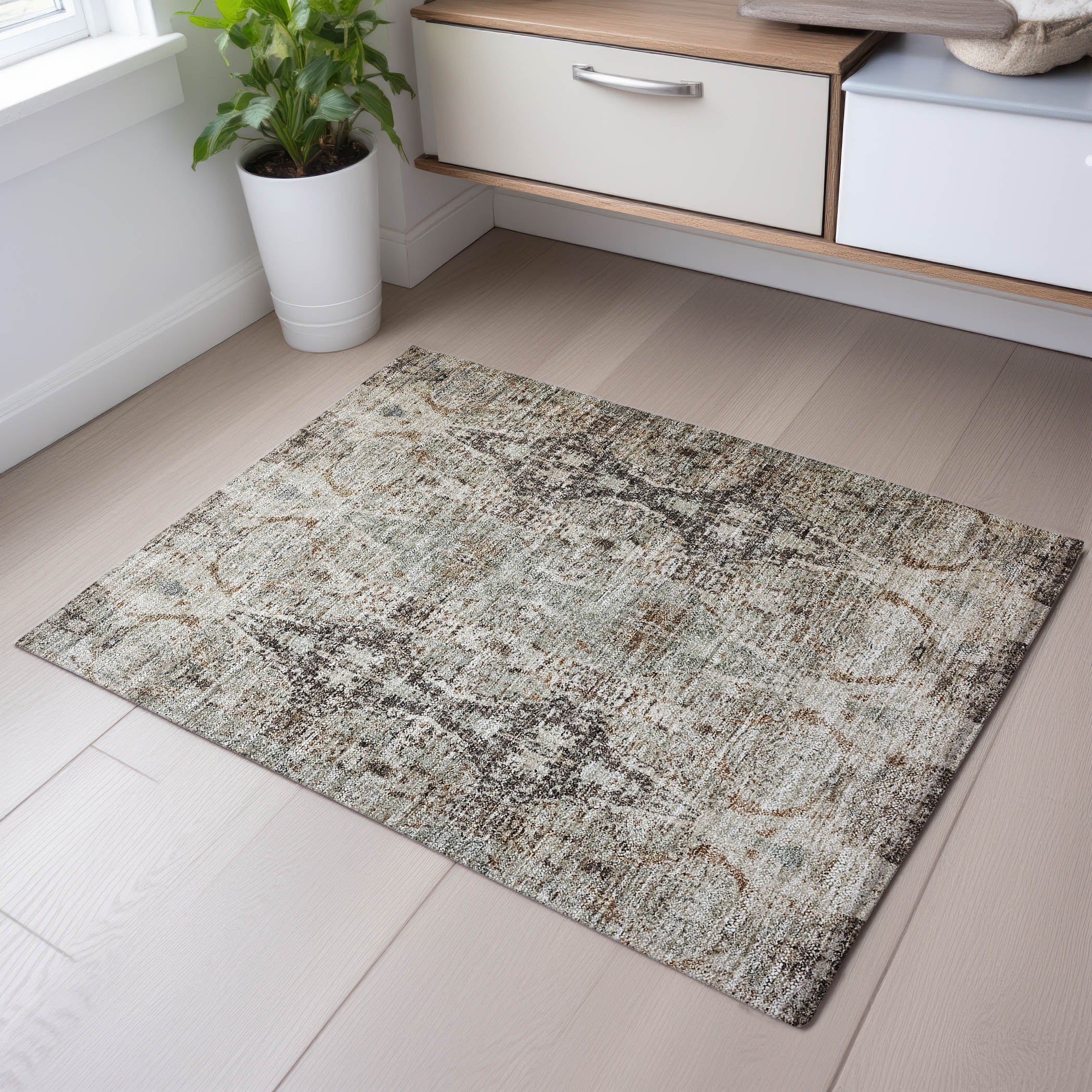 Colombo Machine Washable Transitional Linen Ivory Rug 1'8" x 2'6" #shape_Rectangle