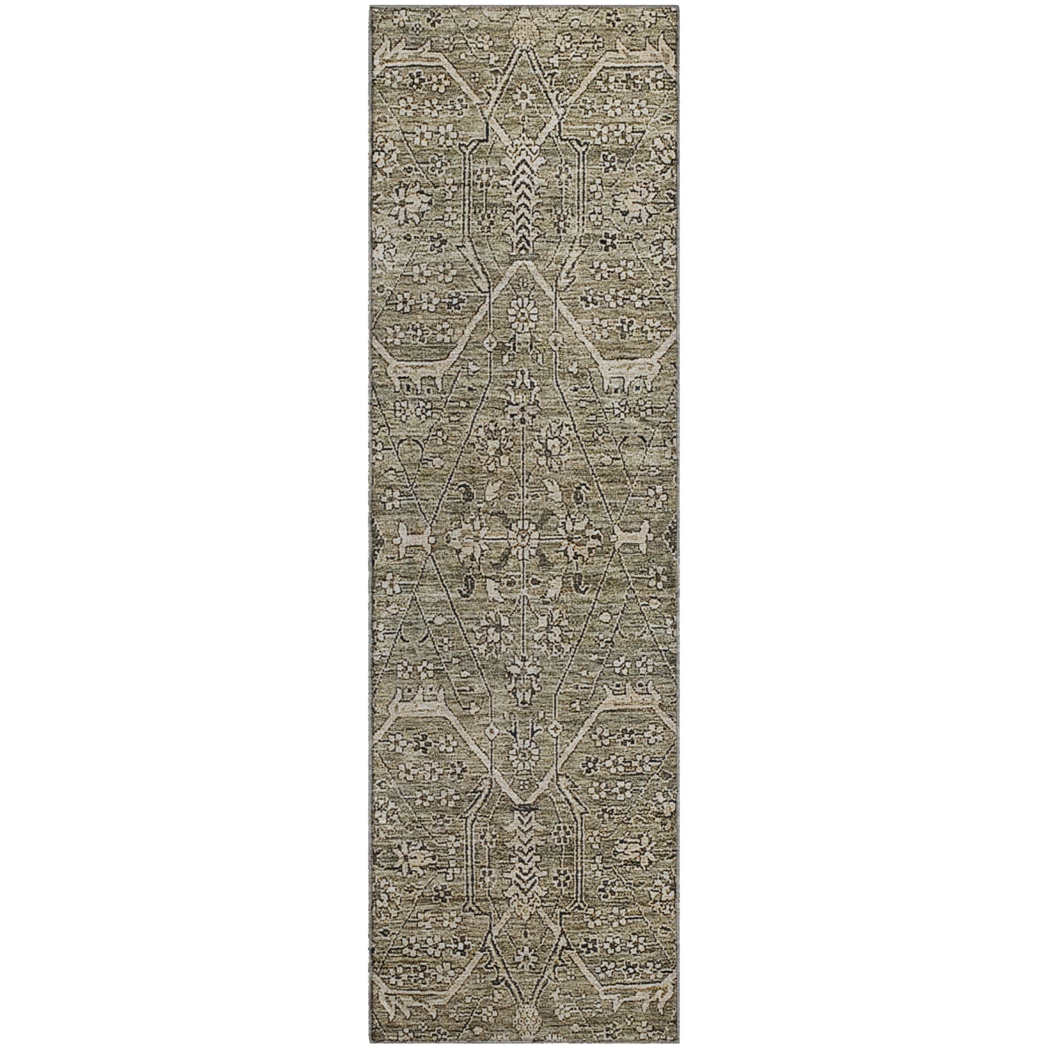 Reykjavik Machine Washable Traditional Khaki Brown Rug 2'3" x 7'6" #shape_Runner