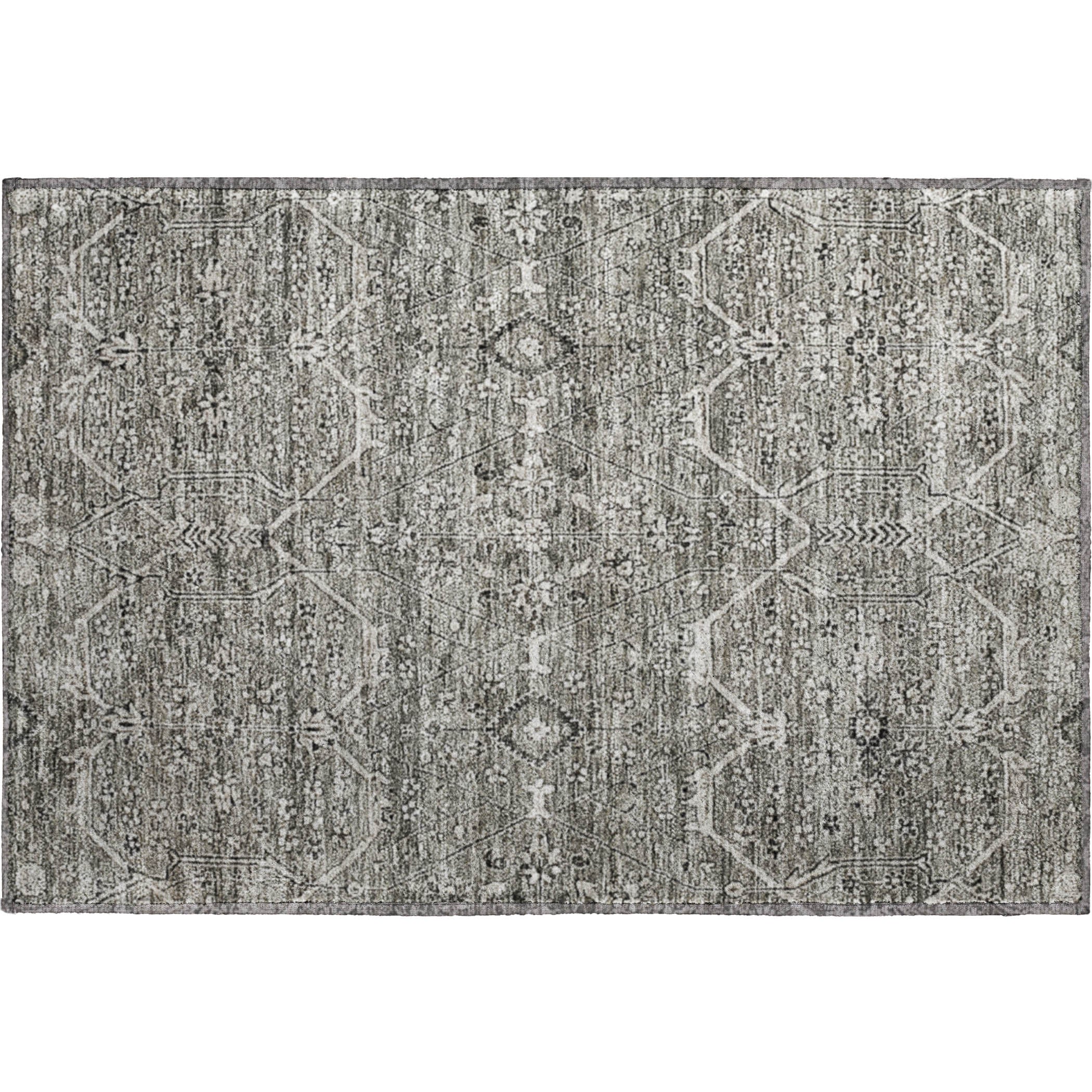 Reykjavik Machine Washable Traditional Pewter Gray Rug 1'8" x 2'6" #shape_Rectangle