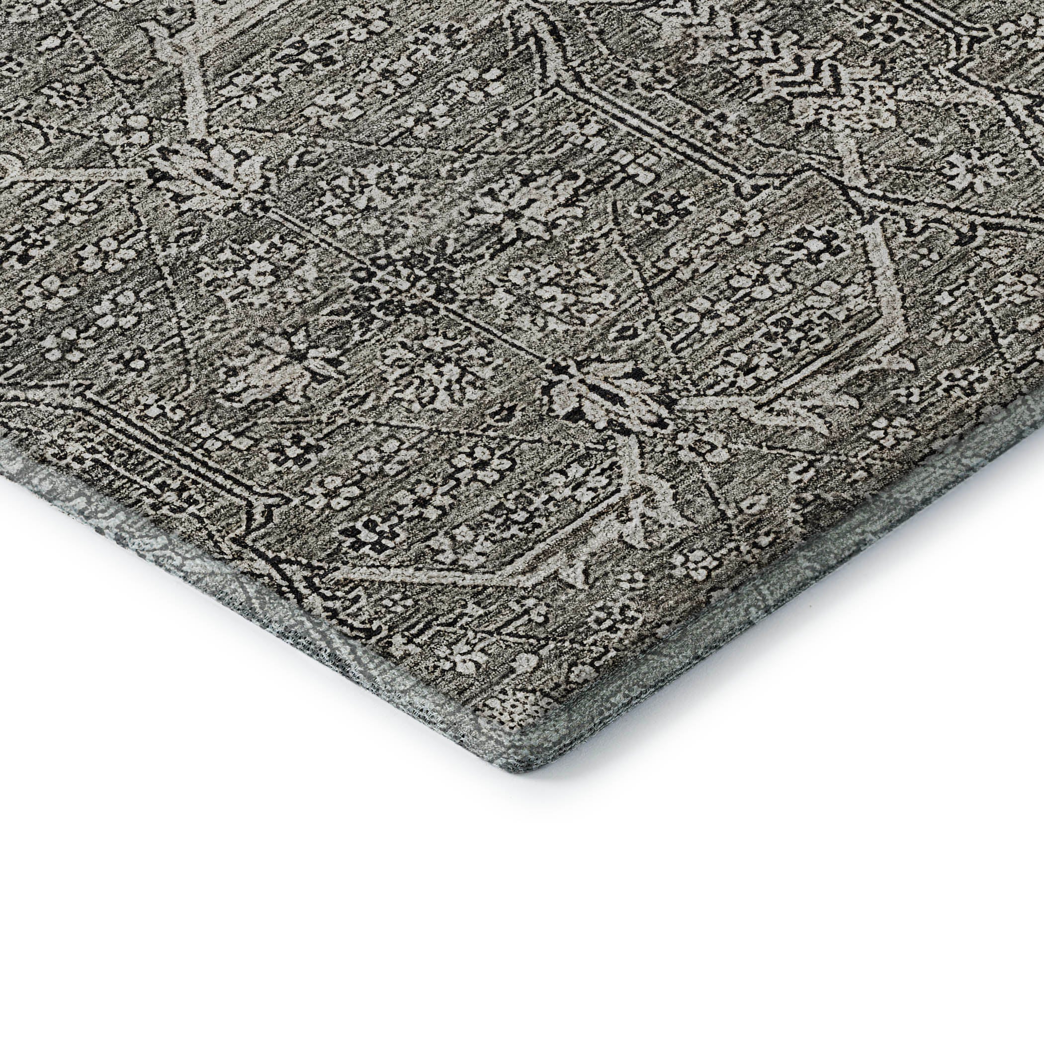 Reykjavik Machine Washable Traditional Pewter Gray Rug 1'8" x 2'6" #shape_Rectangle