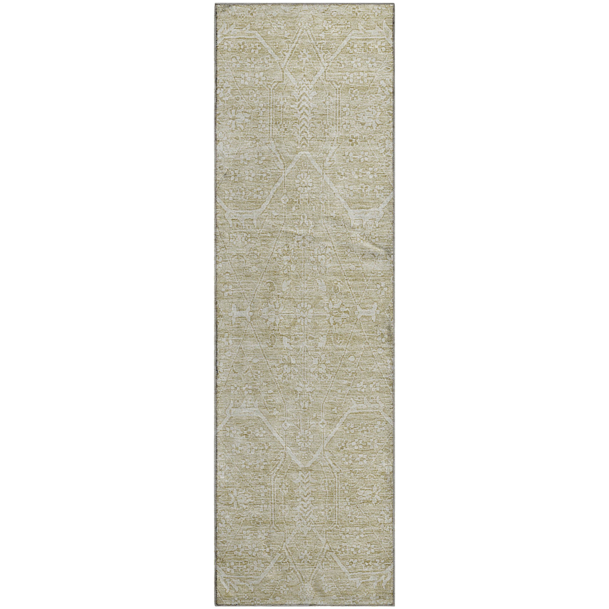 Kotor Machine Washable Traditional Beige Brown Rug 2'3" x 7'6" #shape_Runner