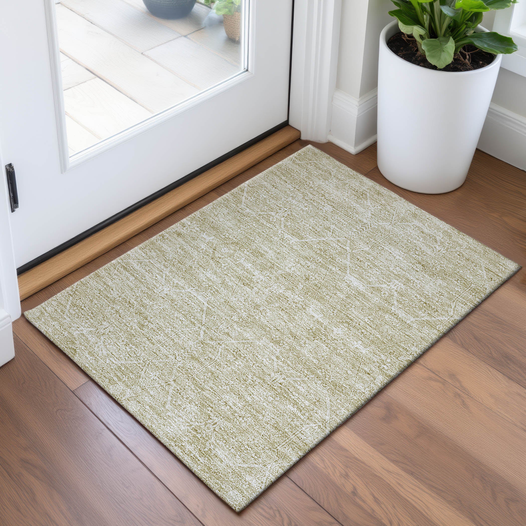 Kotor Machine Washable Traditional Beige Brown Rug 1'8" x 2'6" #shape_Rectangle