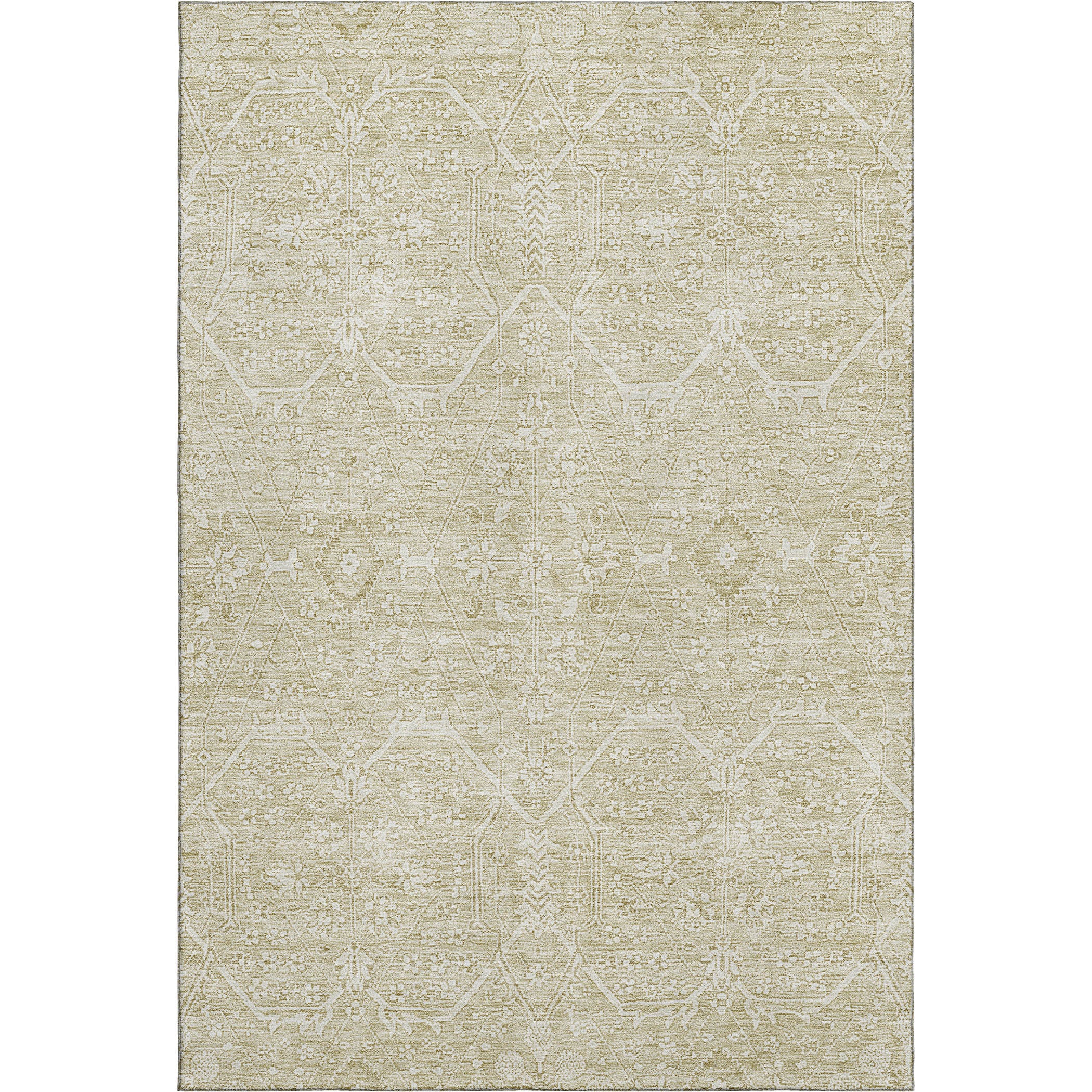 Kotor Machine Washable Traditional Beige Brown Rug 2'6" x 3'10" #shape_Rectangle
