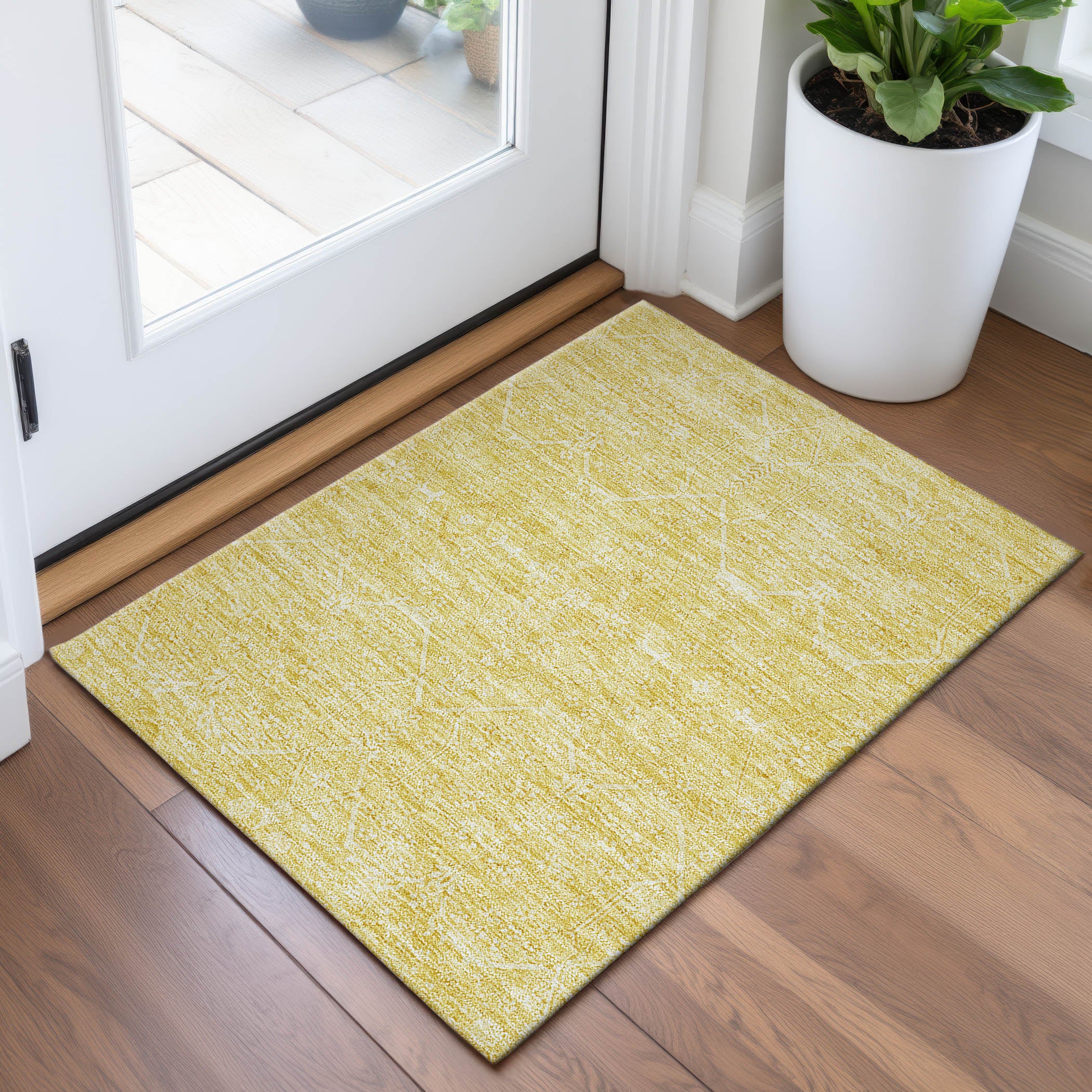 Kotor Machine Washable Traditional Gold Rug 1'8" x 2'6" #shape_Rectangle