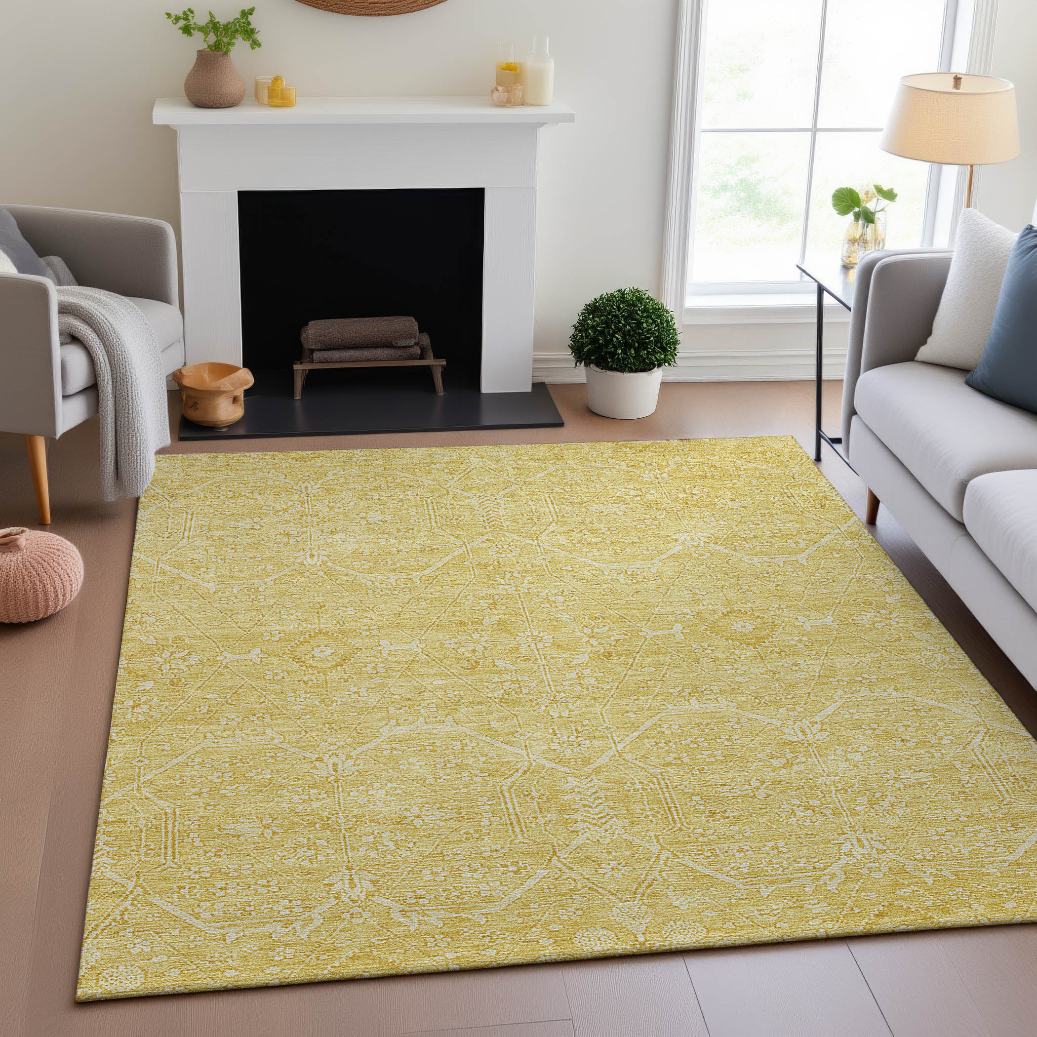 Kotor Machine Washable Traditional Gold Rug 2'6" x 3'10" #shape_Rectangle