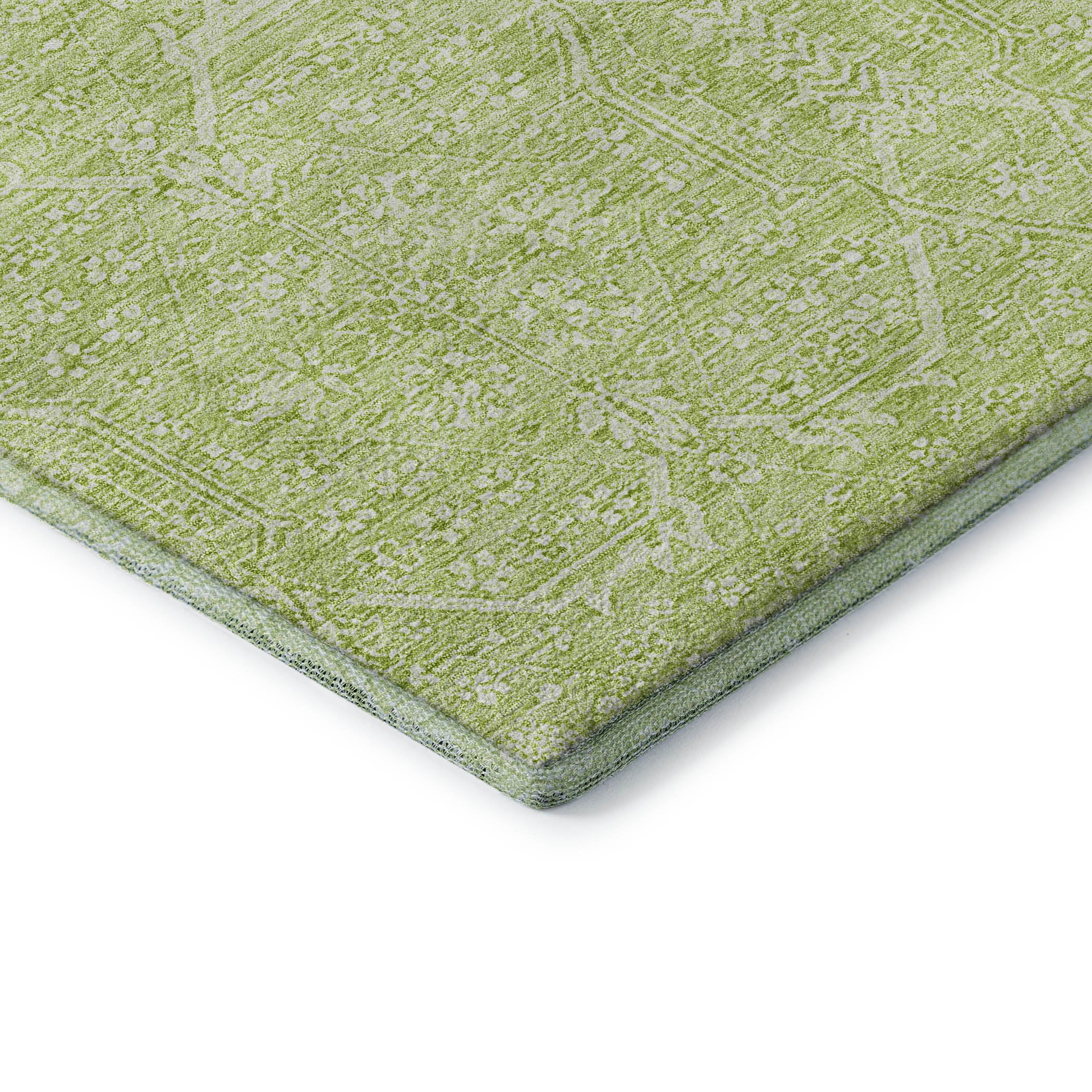 Kotor Machine Washable Traditional Mint Green Rug 1'8" x 2'6" #shape_Rectangle