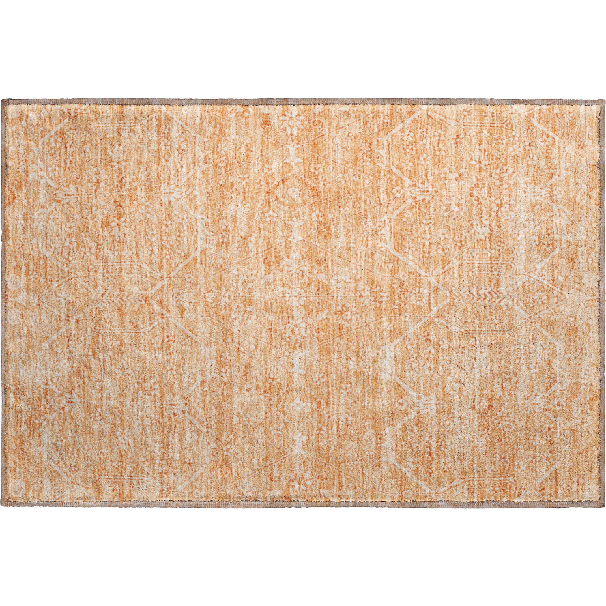 Kotor Machine Washable Traditional Salmon Orange Rug 1'8" x 2'6" #shape_Rectangle