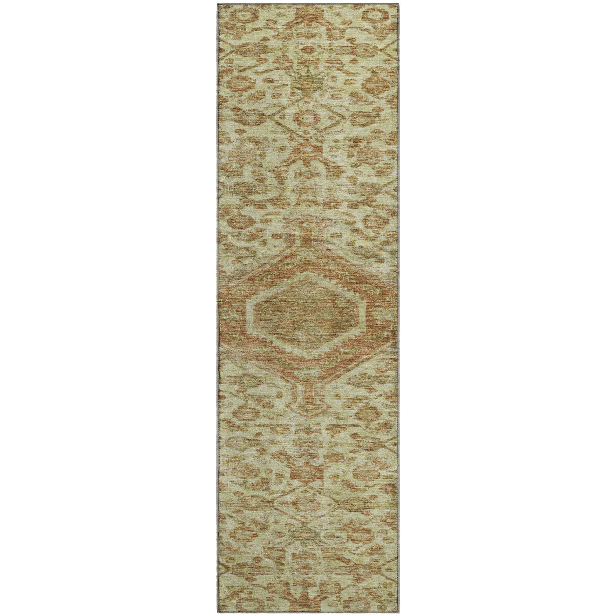 Oslo Machine Washable Traditional Beige Brown Rug 2'3" x 7'6" #shape_Runner