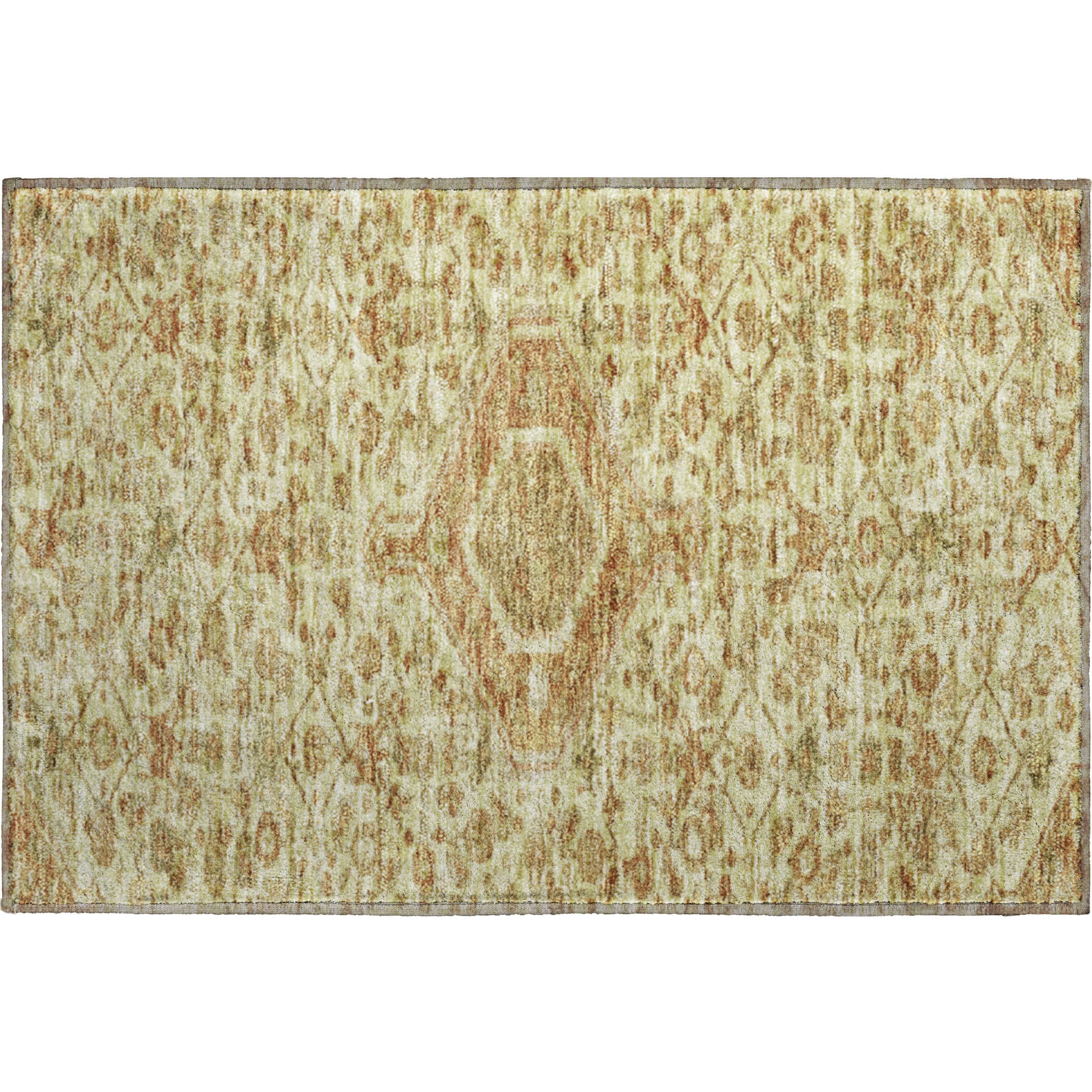 Oslo Machine Washable Traditional Beige Brown Rug 1'8" x 2'6" #shape_Rectangle
