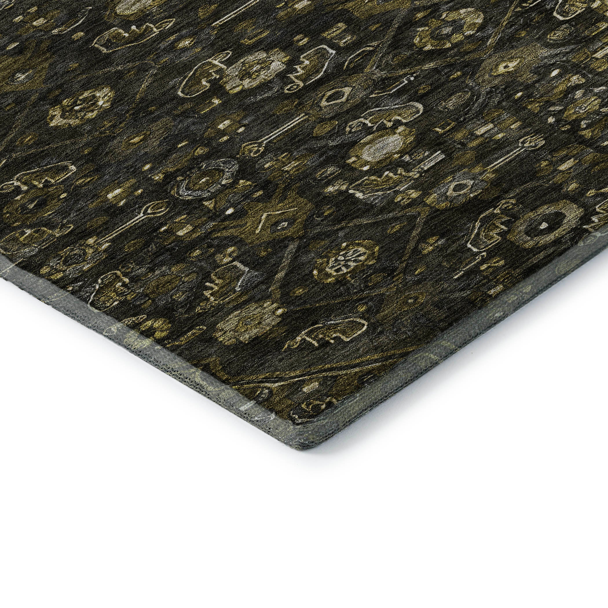 Oslo Machine Washable Traditional Charcoal Gray Rug 1'8" x 2'6" #shape_Rectangle
