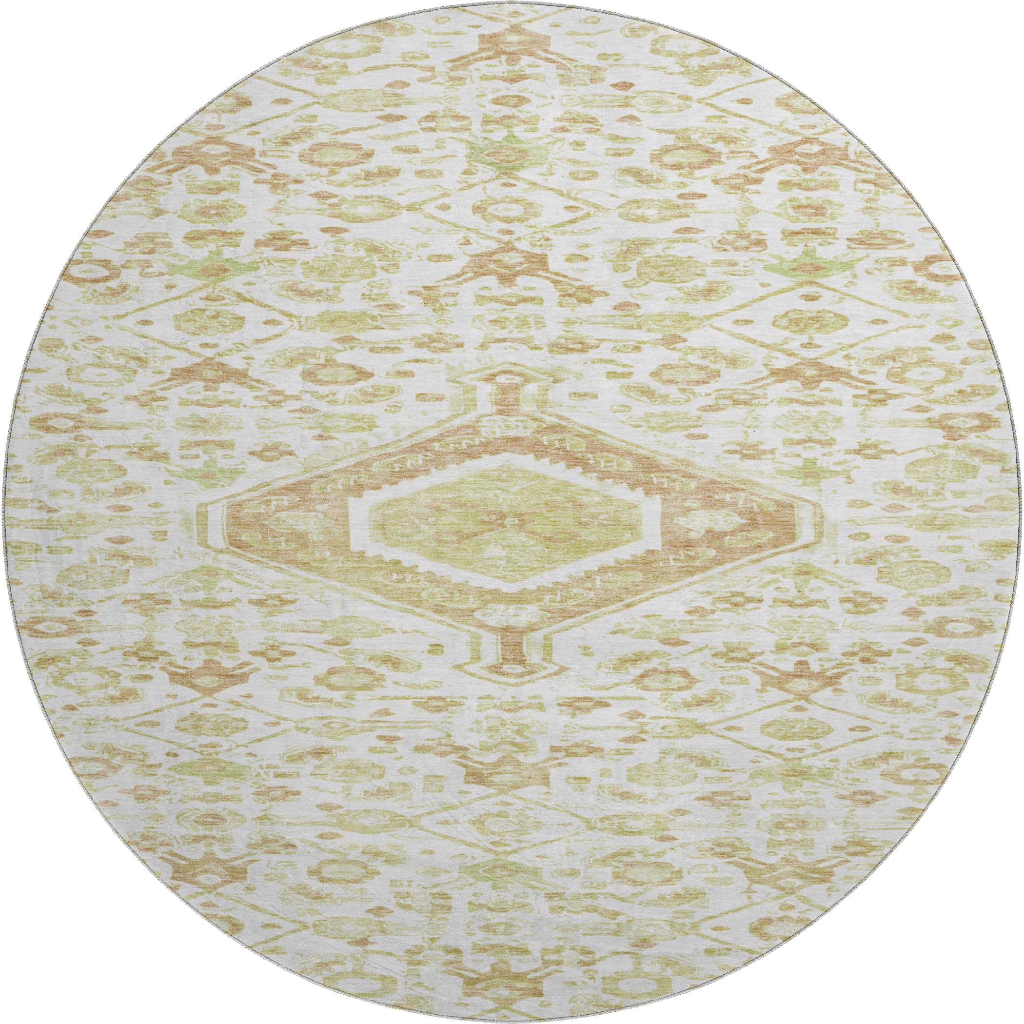 Oslo Machine Washable Traditional Ivory Rug 8' x 8' #shape_Round