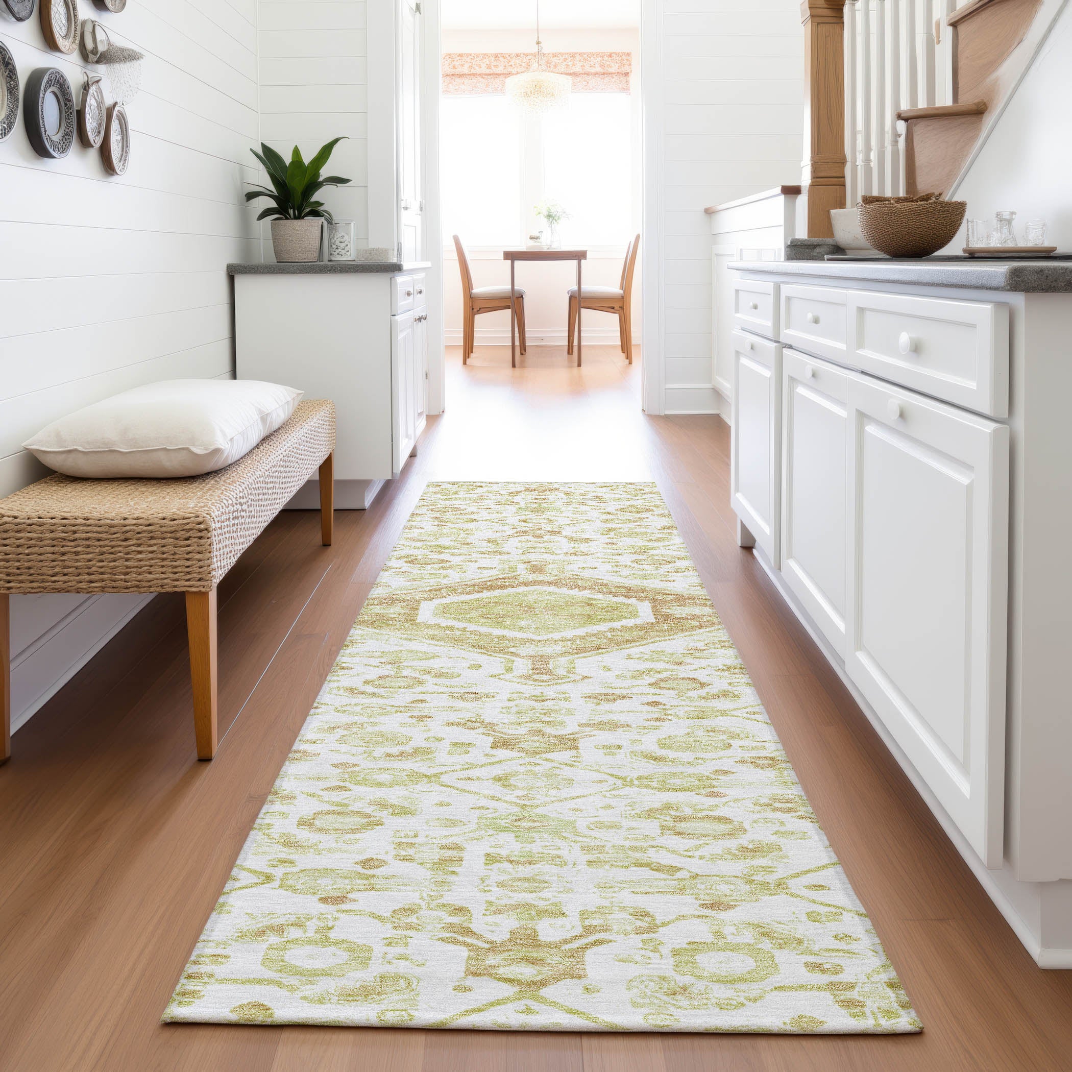 Oslo Machine Washable Traditional Ivory Rug 2'3" x 7'6" #shape_Runner