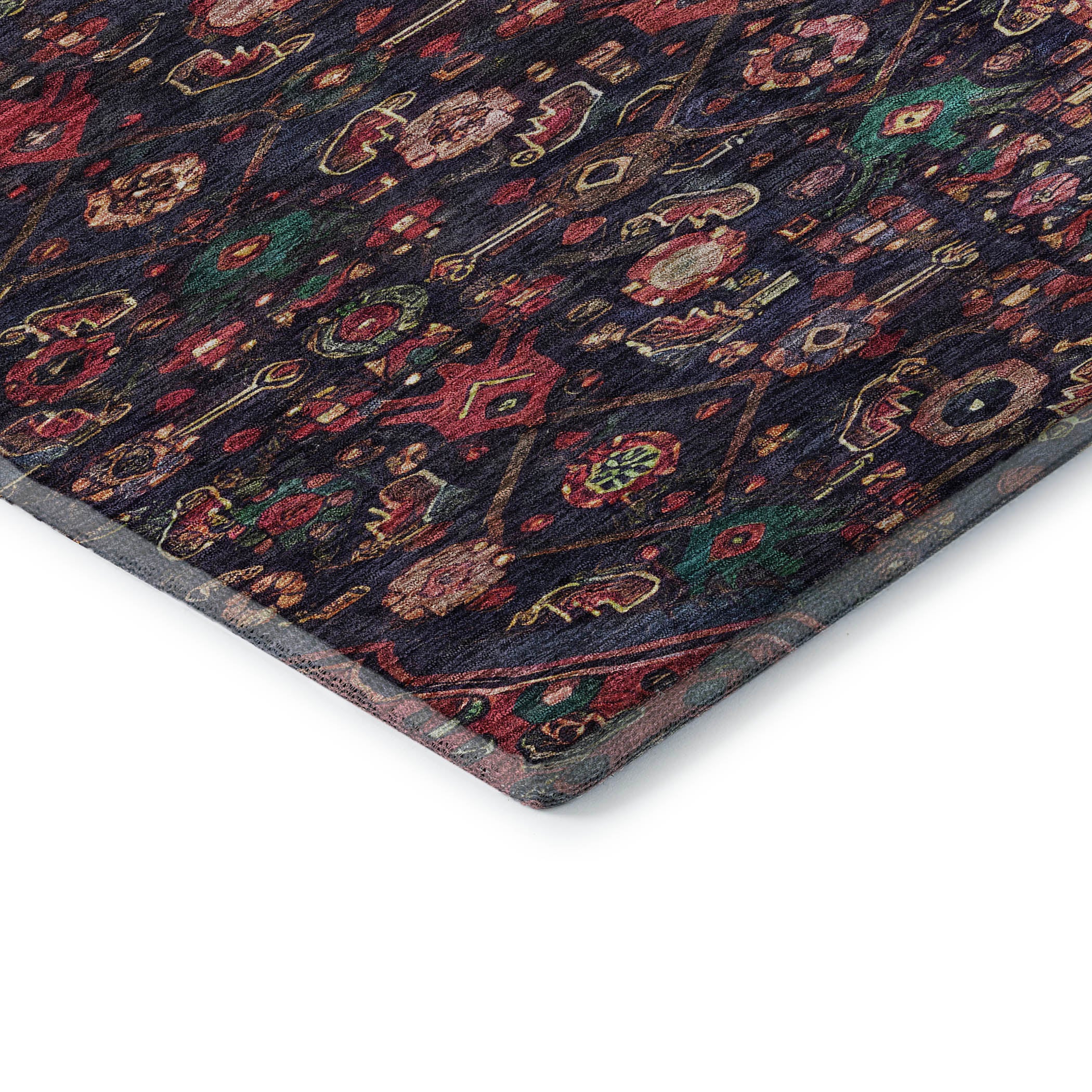 Oslo Machine Washable Traditional Navy Blue Rug 1'8" x 2'6" #shape_Rectangle
