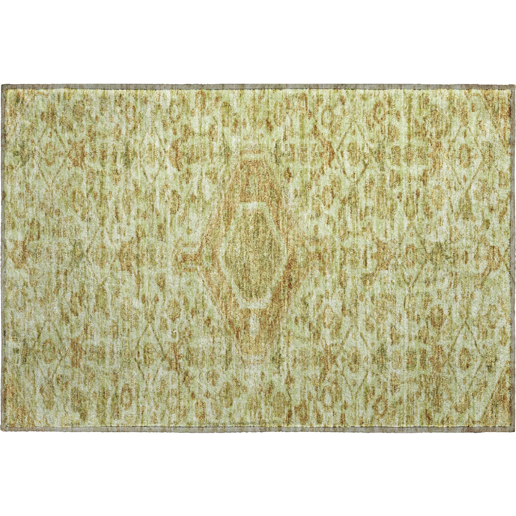 Oslo Machine Washable Traditional Sage Green Rug 1'8" x 2'6" #shape_Rectangle