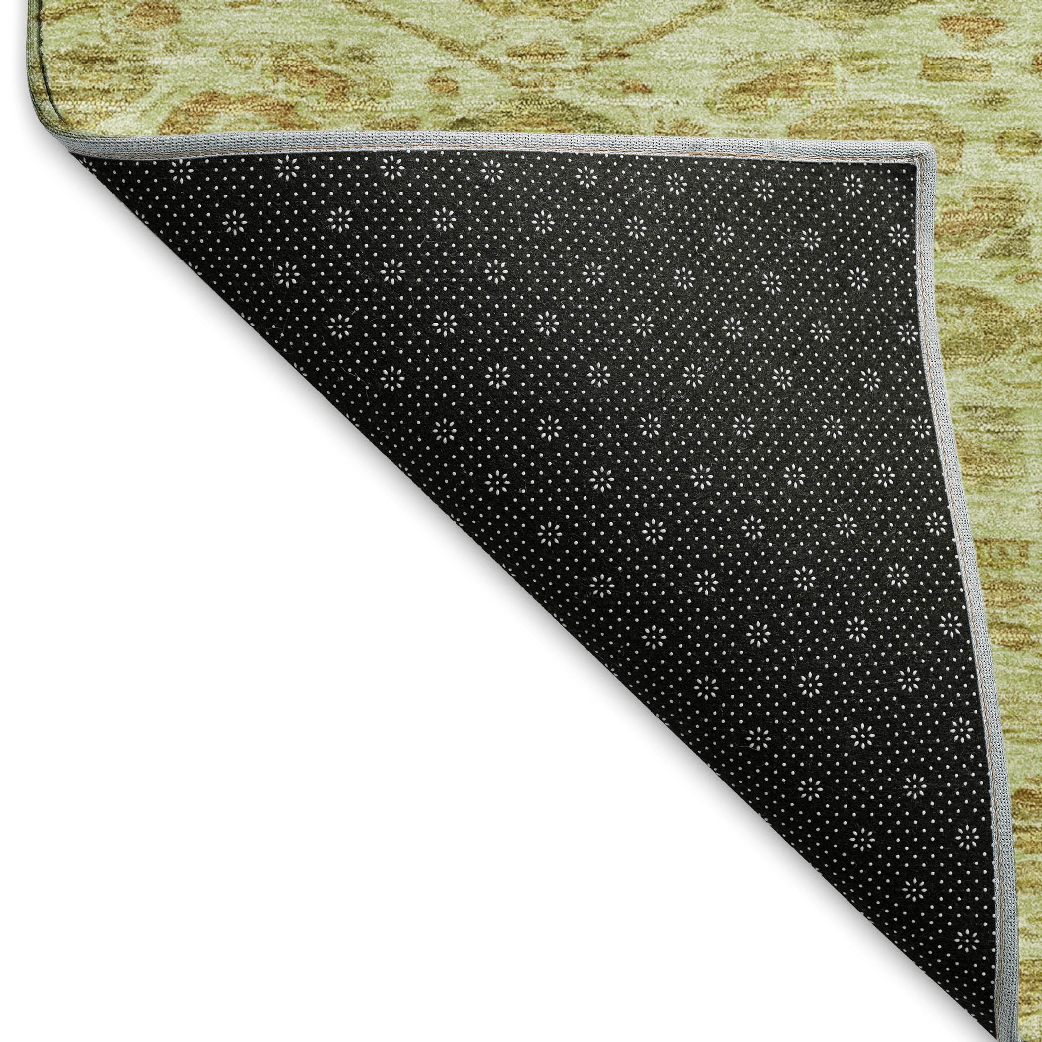 Oslo Machine Washable Traditional Sage Green Rug 1'8" x 2'6" #shape_Rectangle