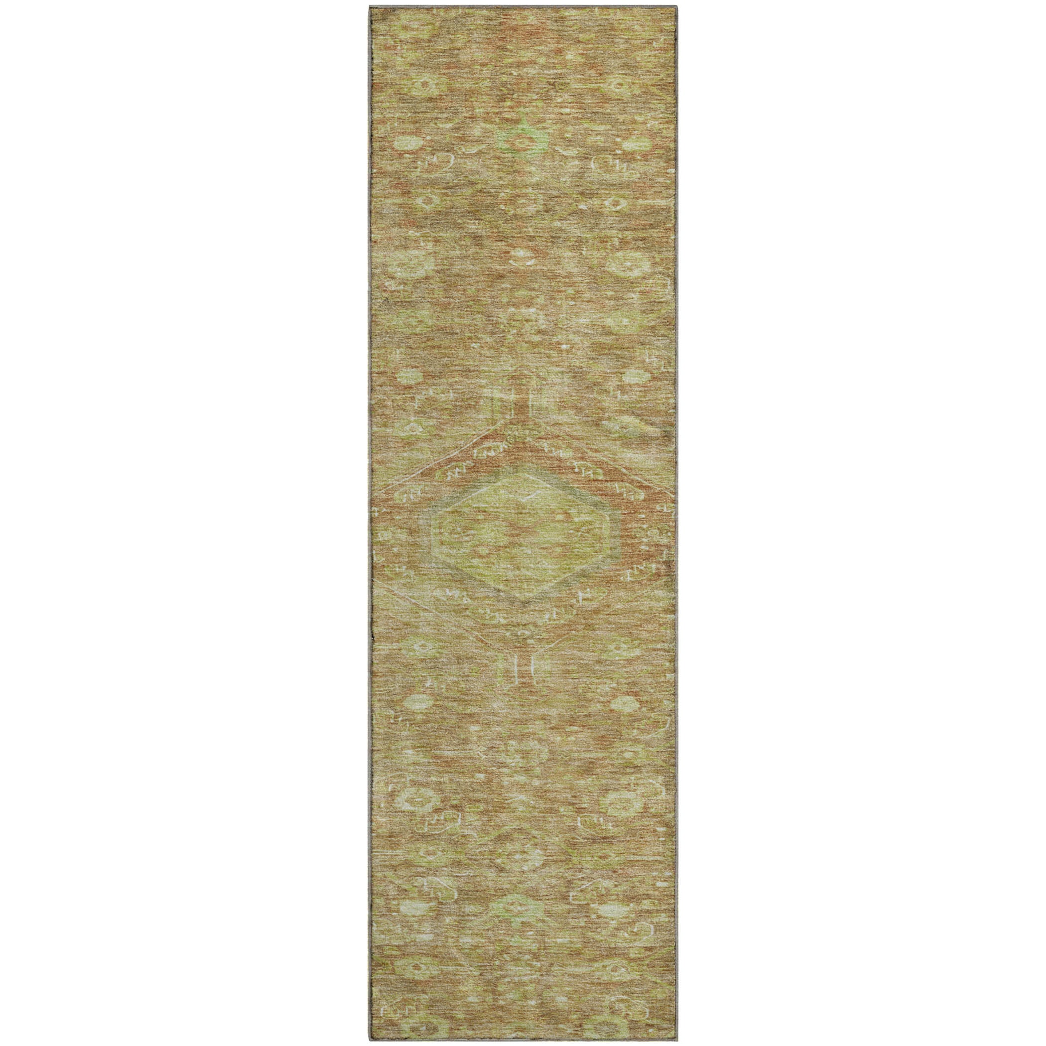 Oslo Machine Washable Traditional Terracotta Orange Rug 2'3" x 7'6" #shape_Runner