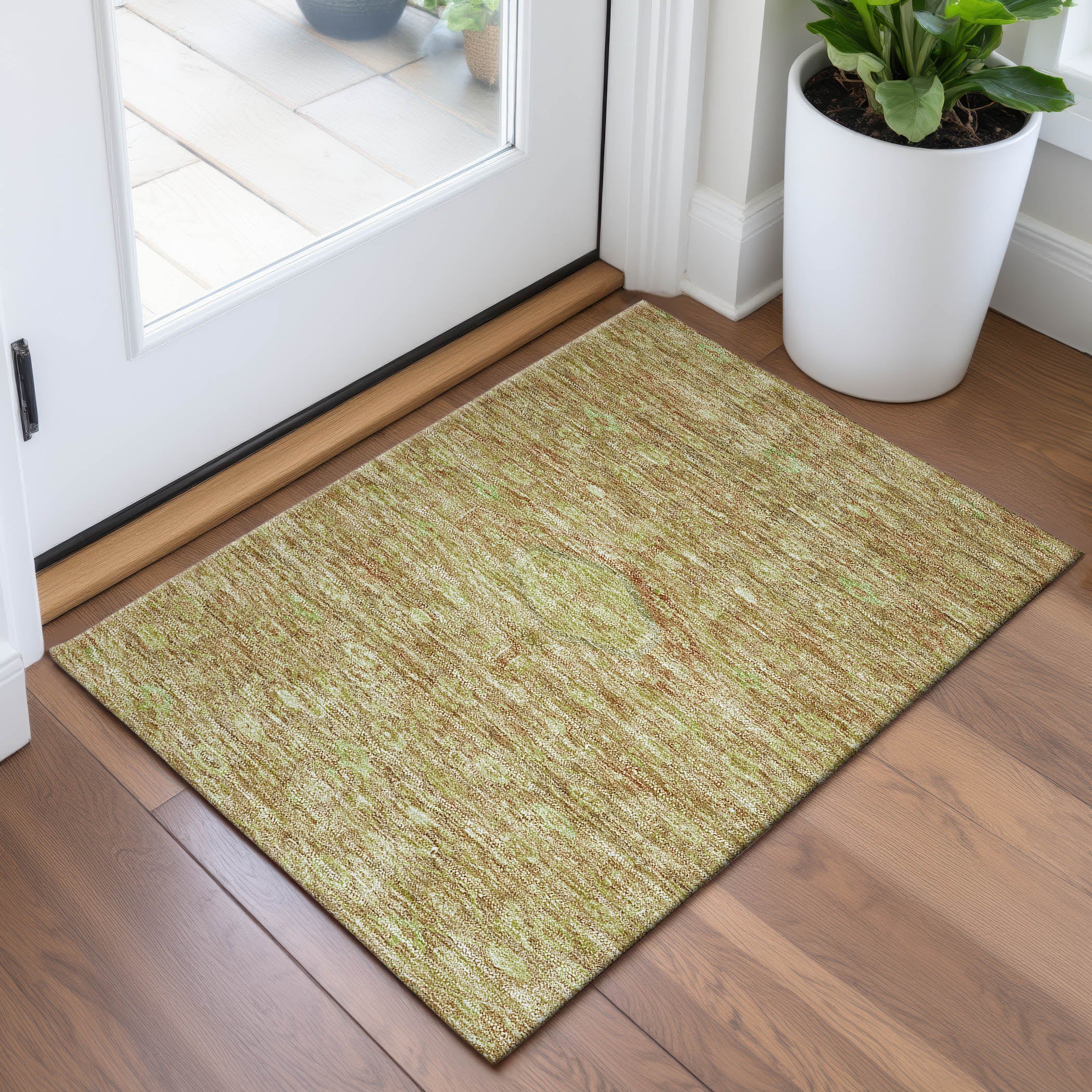 Oslo Machine Washable Traditional Terracotta Orange Rug 1'8" x 2'6" #shape_Rectangle