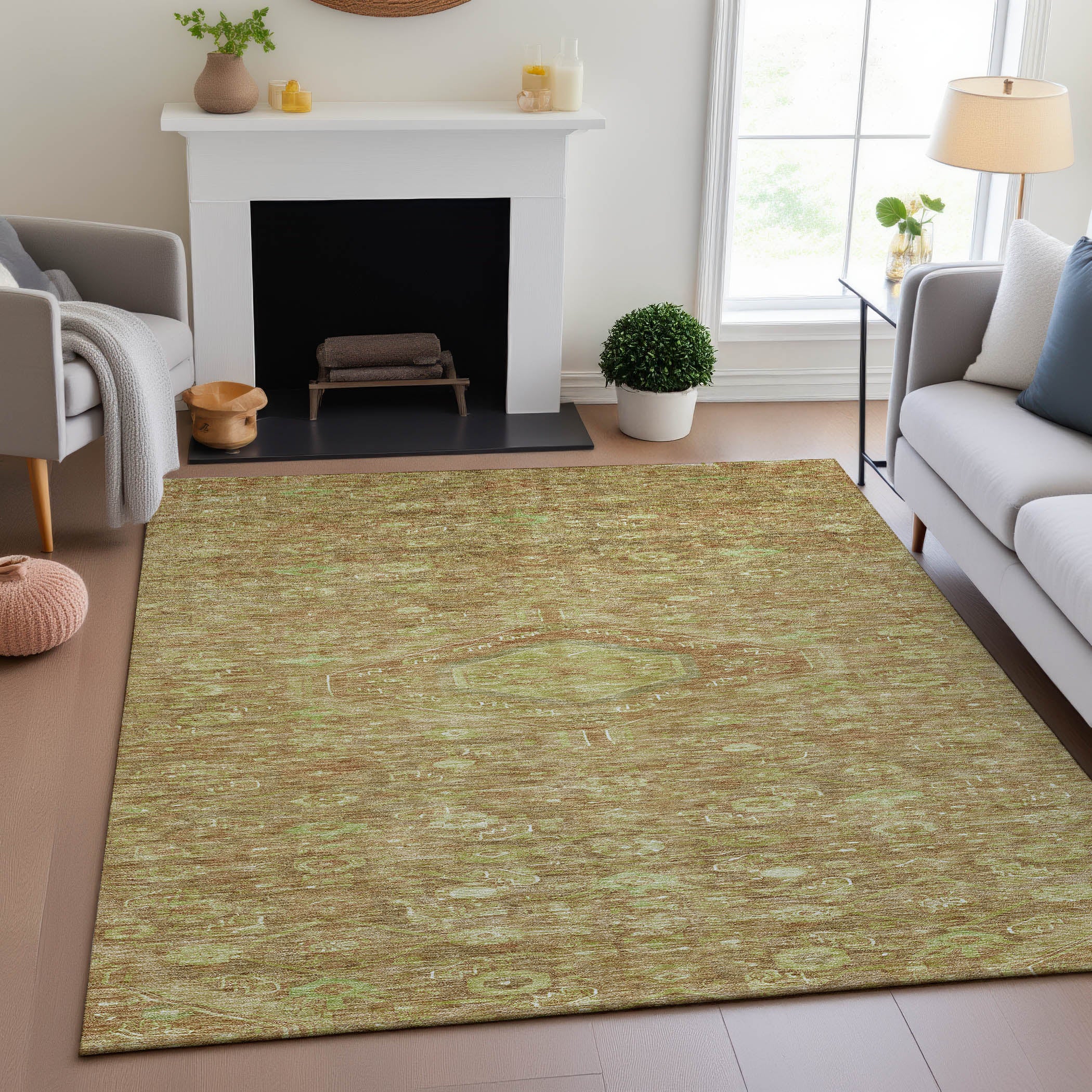 Oslo Machine Washable Traditional Terracotta Orange Rug 2'6" x 3'10" #shape_Rectangle