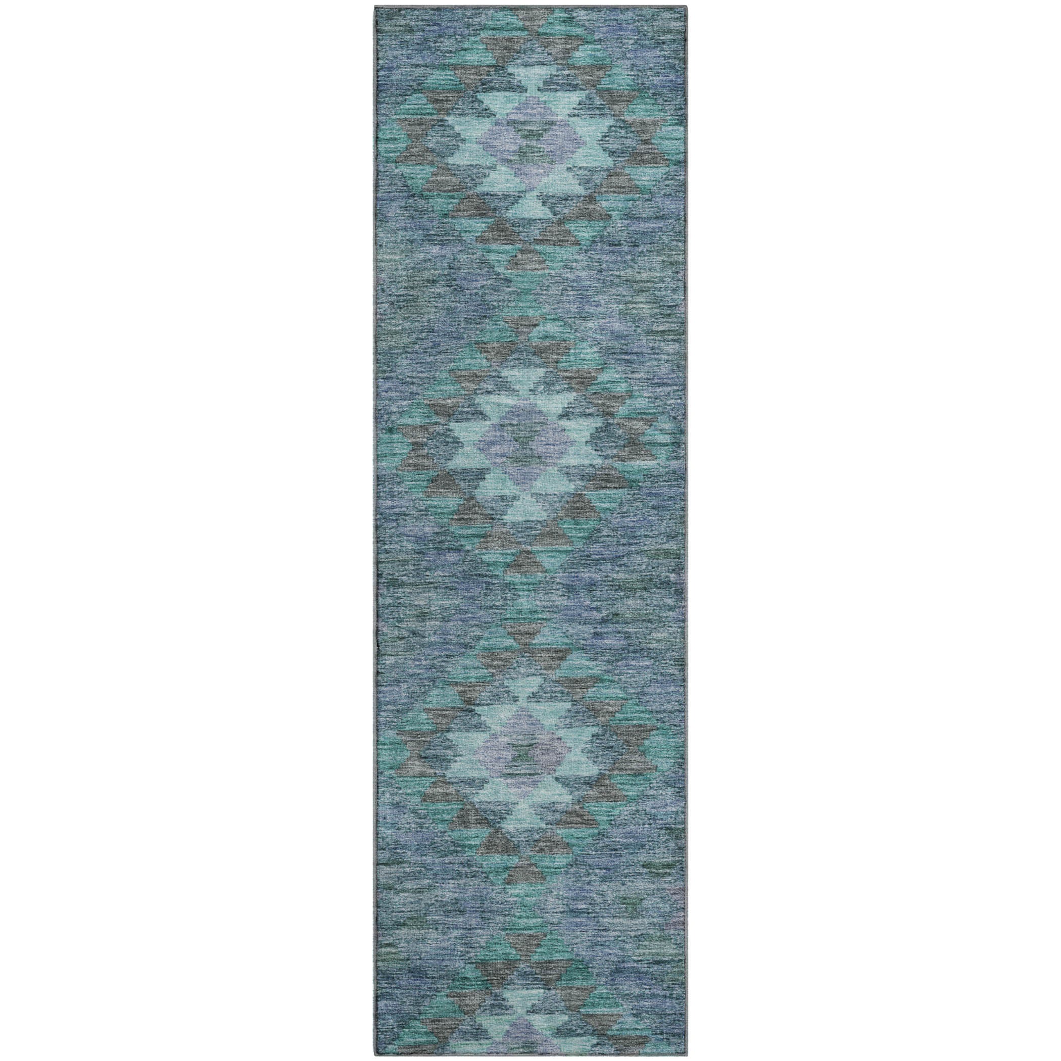 Bogota Machine Washable Transitional Blue Rug 2'3" x 7'6" #shape_Runner