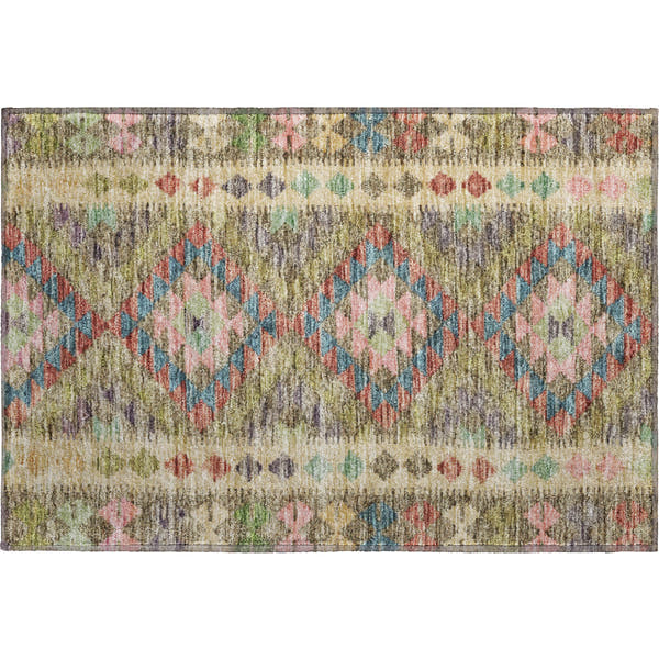 Bogota Machine Washable Transitional Green Rug 1'8" x 2'6"