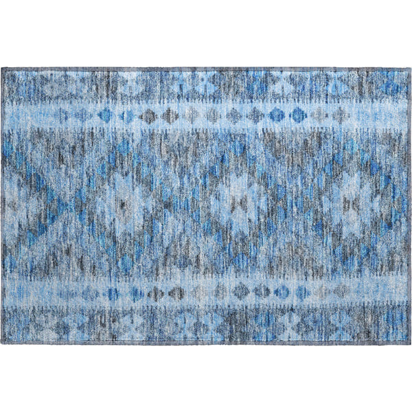 Bogota Machine Washable Transitional Navy Blue Rug 1'8" x 2'6"