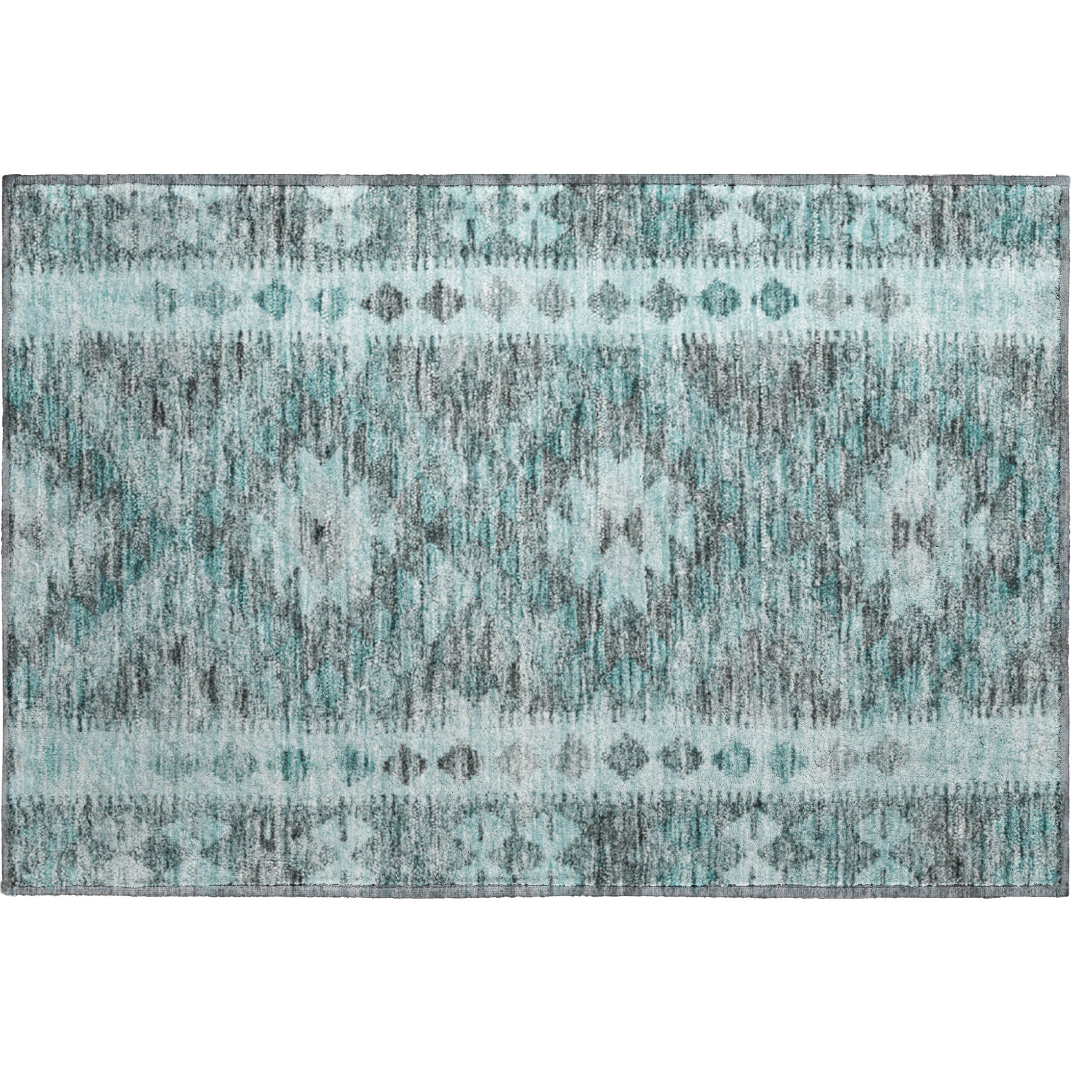 Bogota Machine Washable Transitional Teal Rug 1'8" x 2'6" #shape_Rectangle