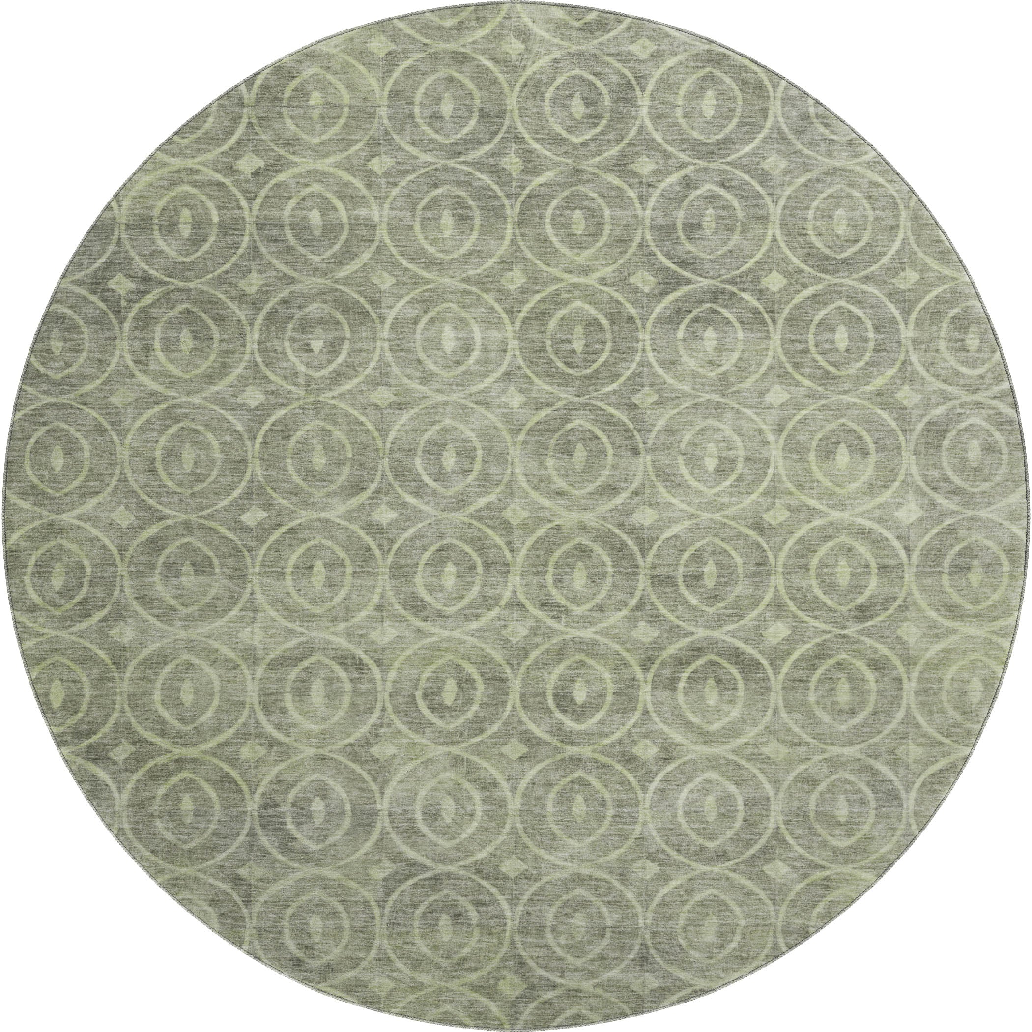 Mostar Machine Washable Transitional Aloe Green Rug 8' x 8' #shape_Round