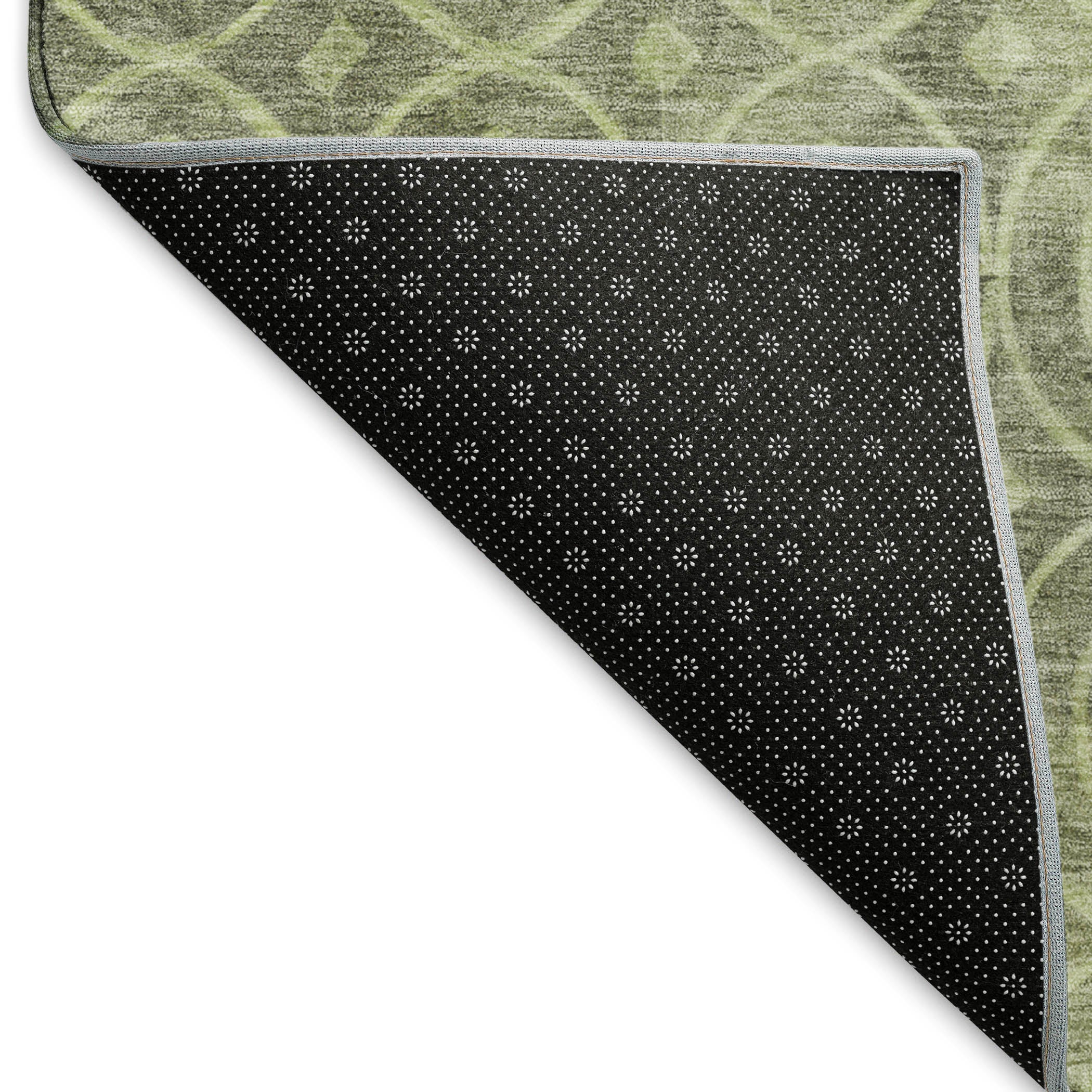 Mostar Machine Washable Transitional Aloe Green Rug 1'8" x 2'6" #shape_Rectangle