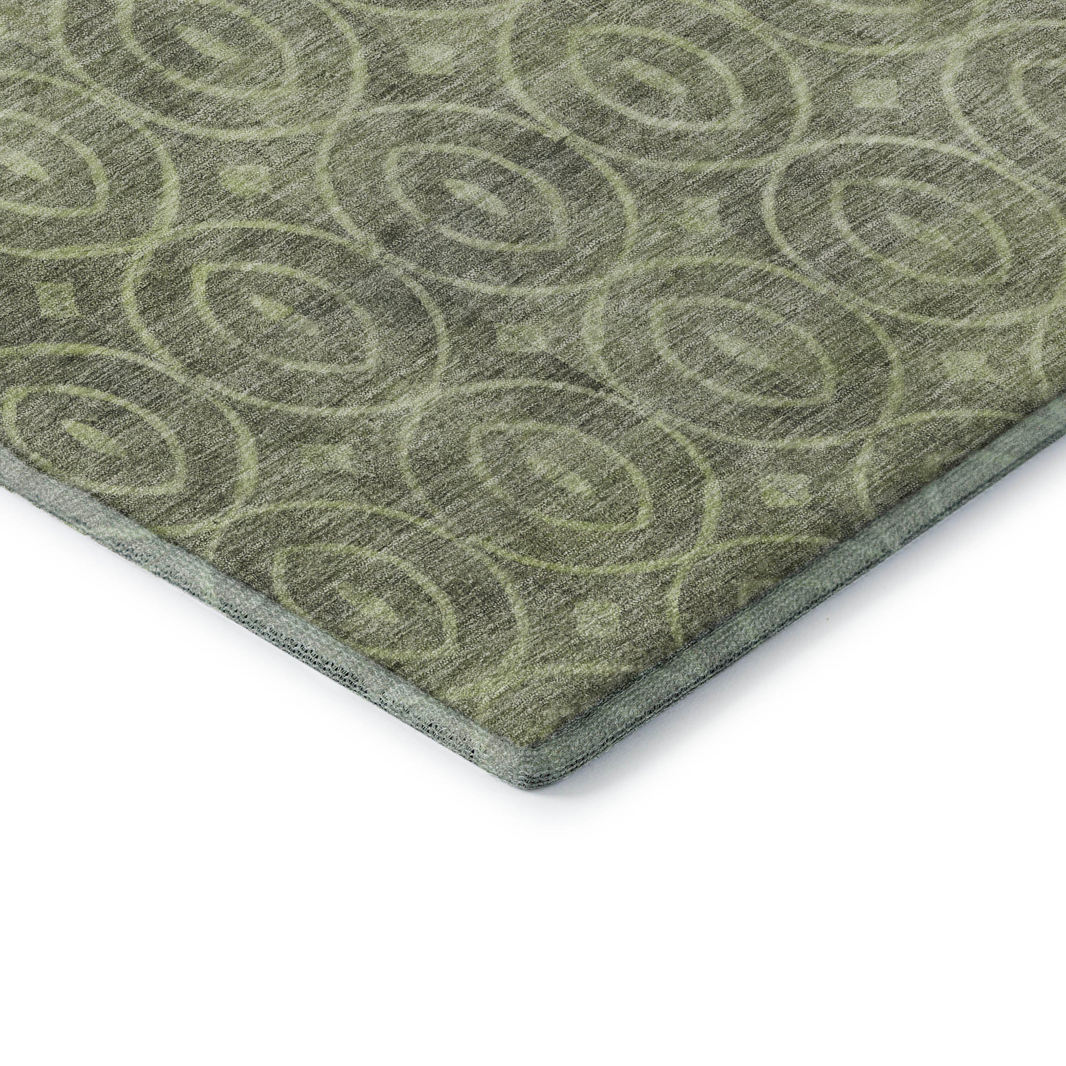 Mostar Machine Washable Transitional Aloe Green Rug 1'8" x 2'6" #shape_Rectangle