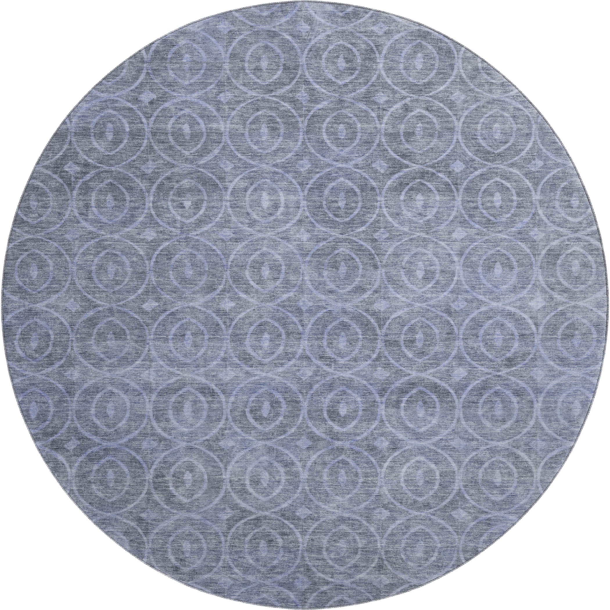 Mostar Machine Washable Transitional Denim Blue Rug 8' x 8' #shape_Round
