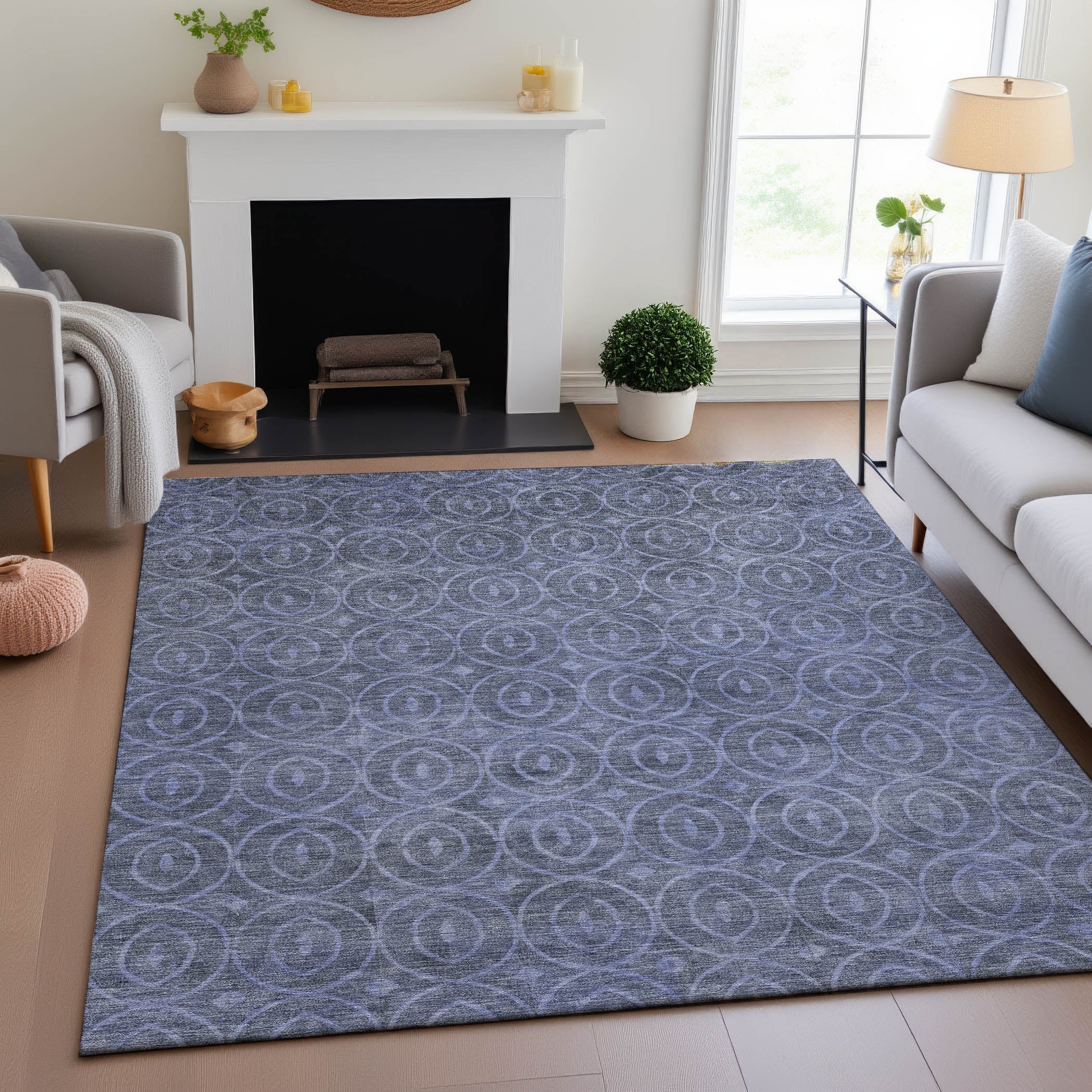 Mostar Machine Washable Transitional Denim Blue Rug 2'6" x 3'10" #shape_Rectangle