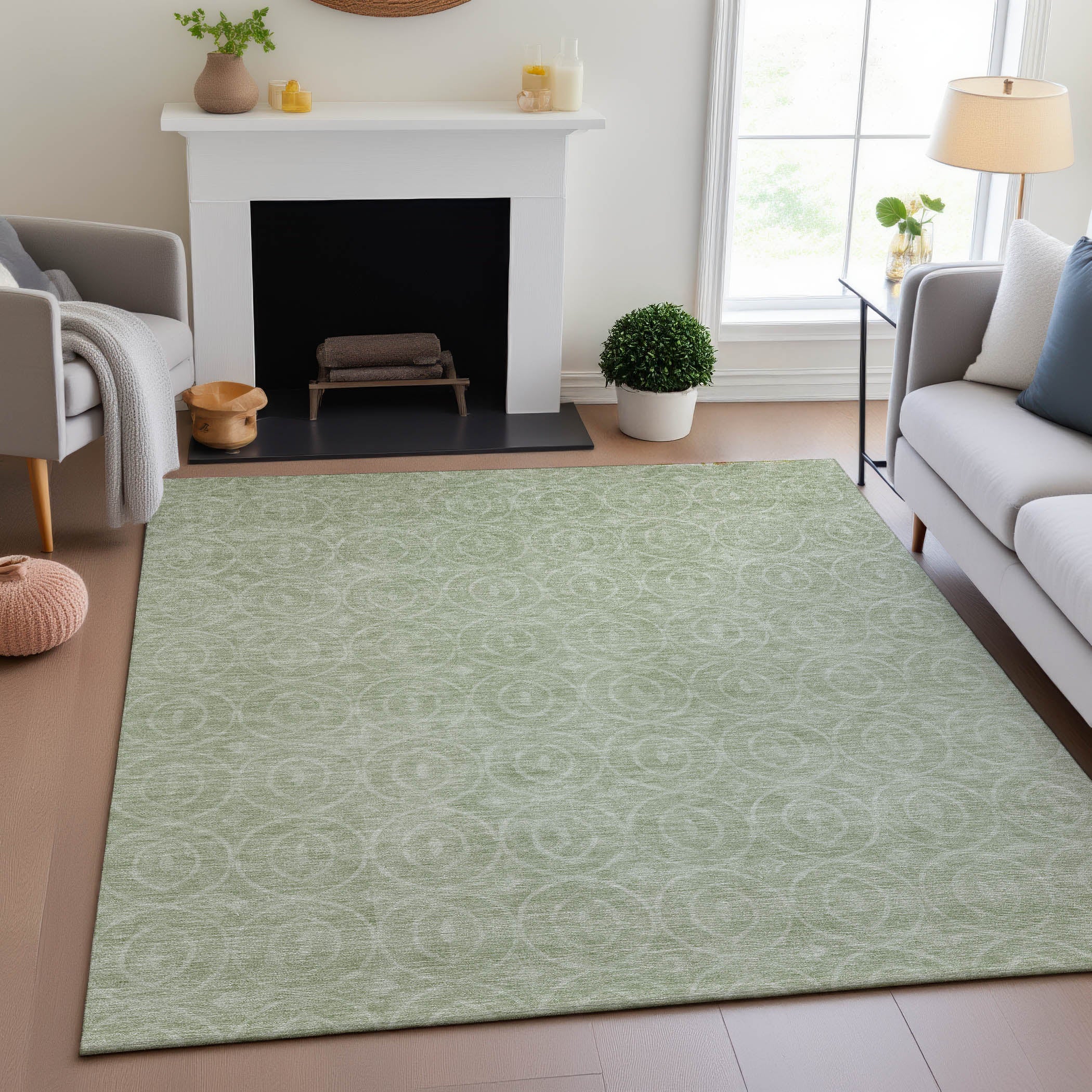 Mostar Machine Washable Transitional Mint Green Rug 2'6" x 3'10" #shape_Rectangle