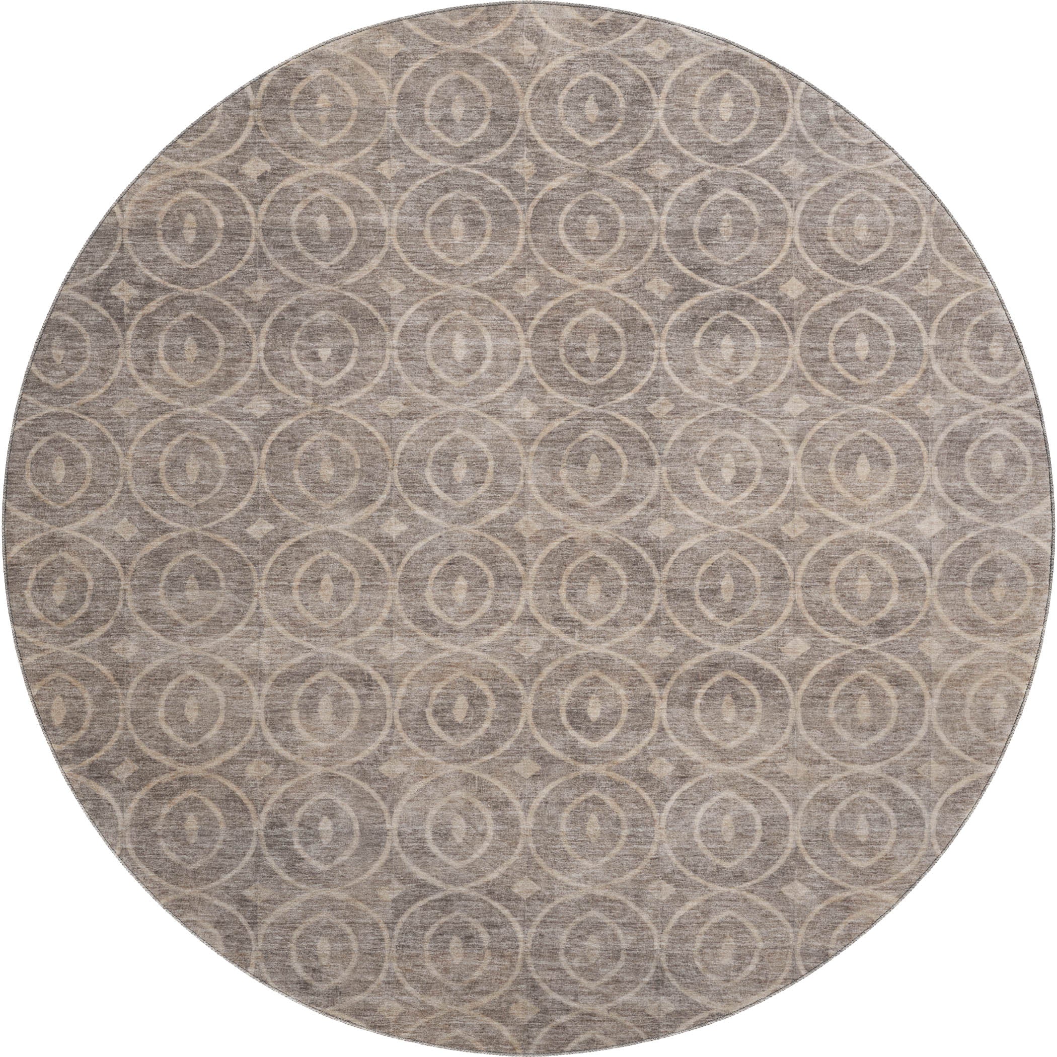 Mostar Machine Washable Transitional Mocha Brown Rug 8' x 8' #shape_Round