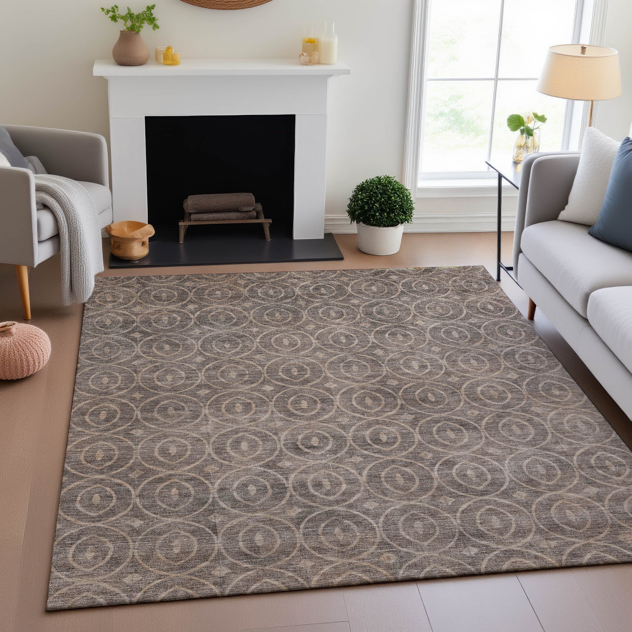 Mostar Machine Washable Transitional Mocha Brown Rug 2'6" x 3'10" #shape_Rectangle