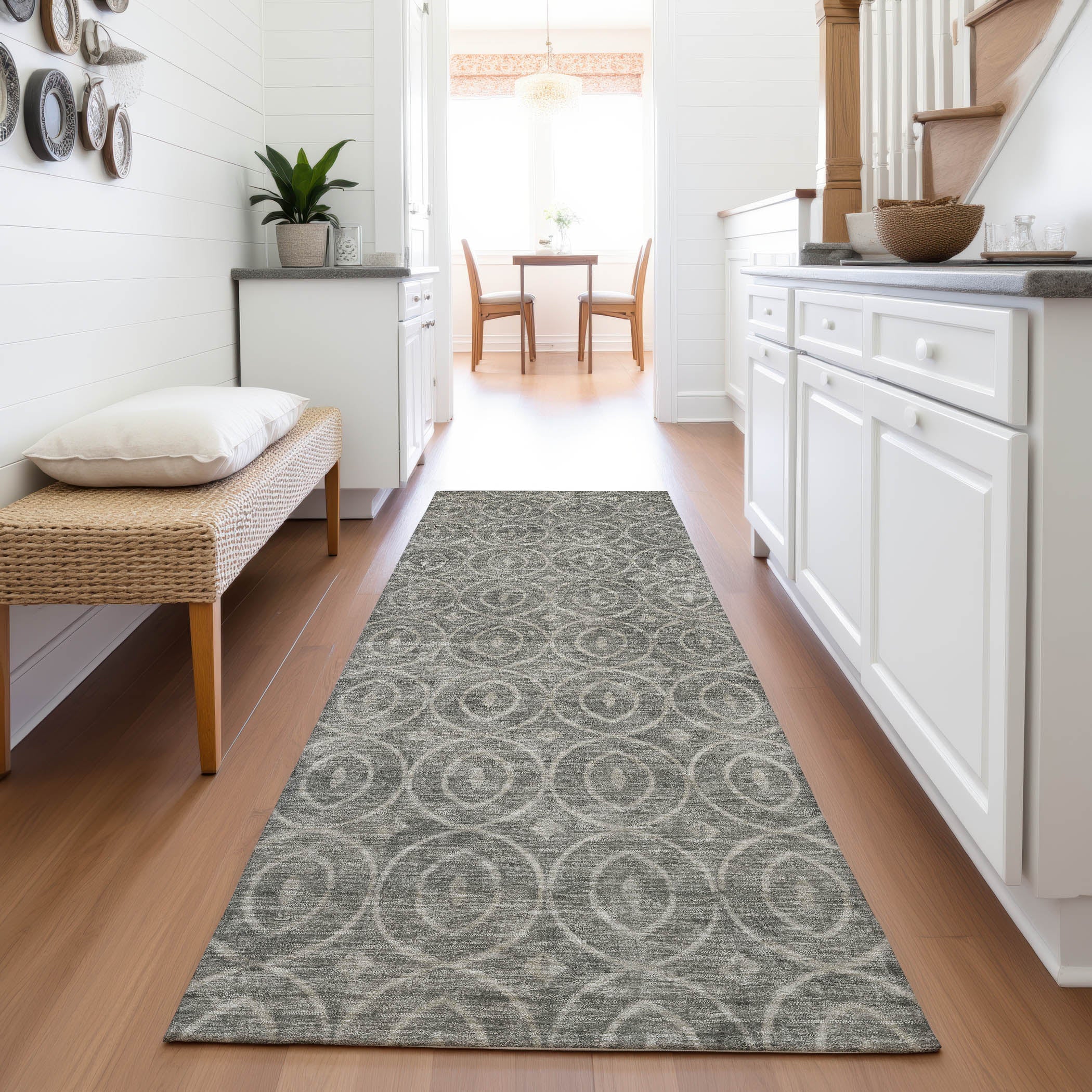 Mostar Machine Washable Transitional Pewter Gray Rug 2'3" x 7'6" #shape_Runner