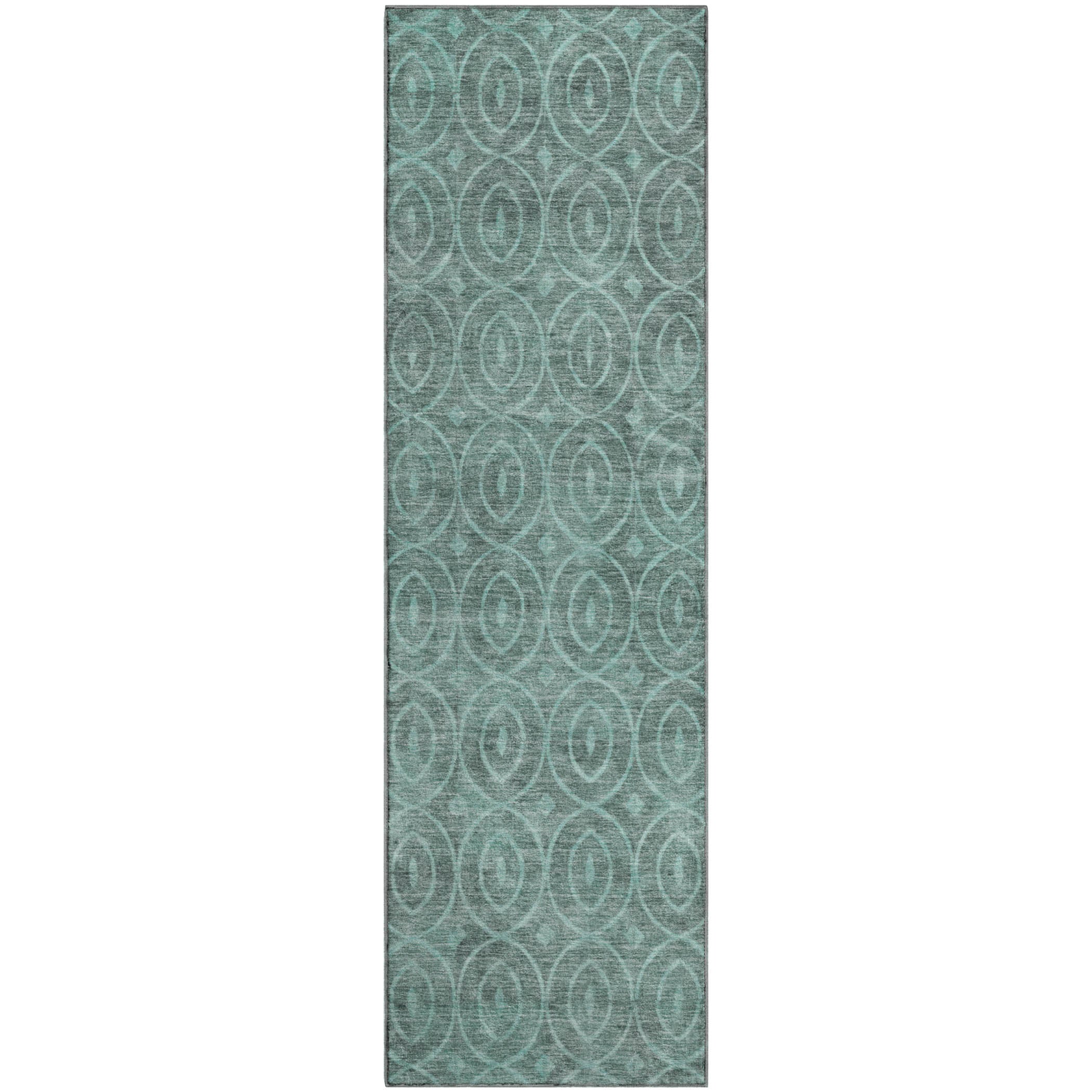 Mostar Machine Washable Transitional Teal Rug 2'3" x 7'6" #shape_Runner