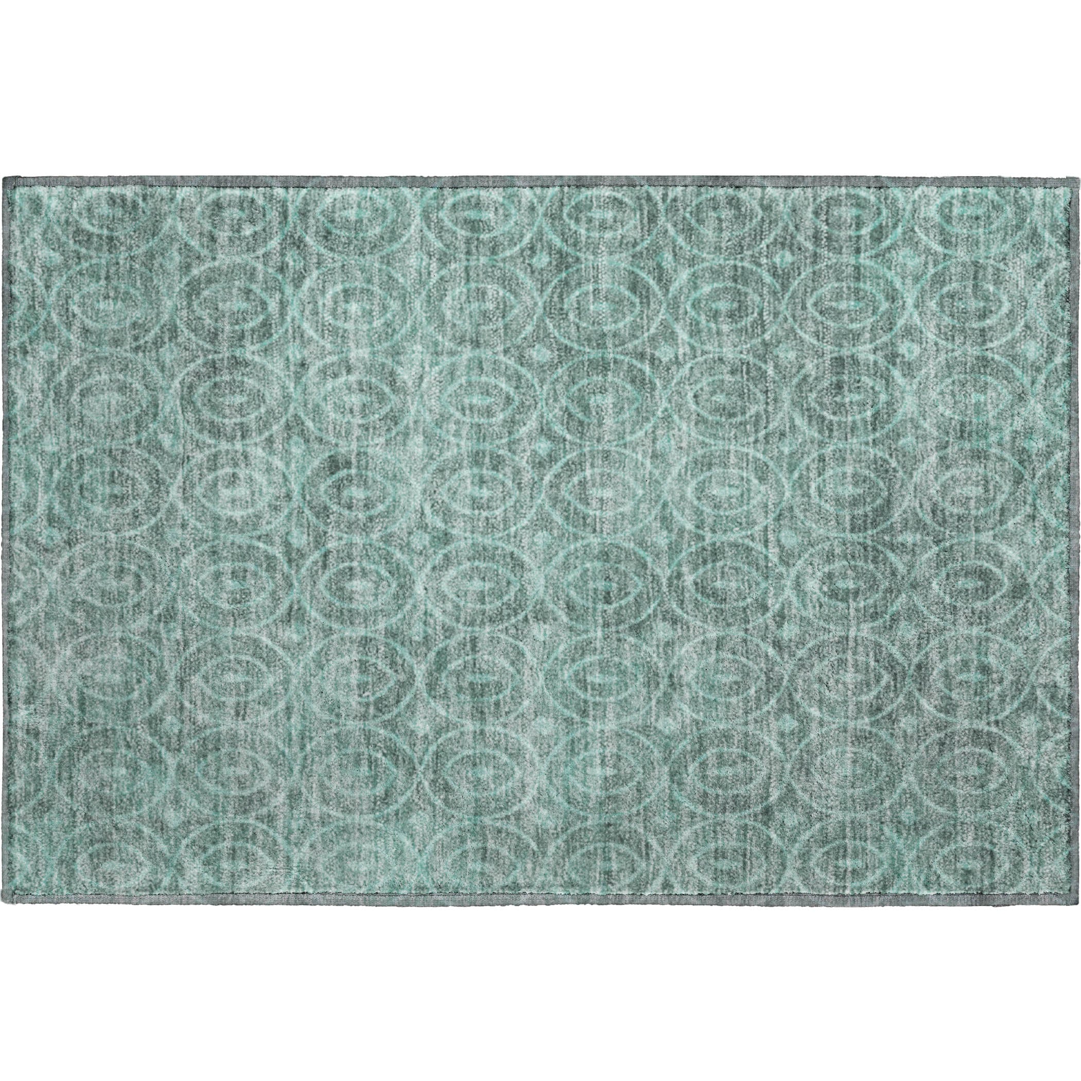 Mostar Machine Washable Transitional Teal Rug 1'8" x 2'6" #shape_Rectangle