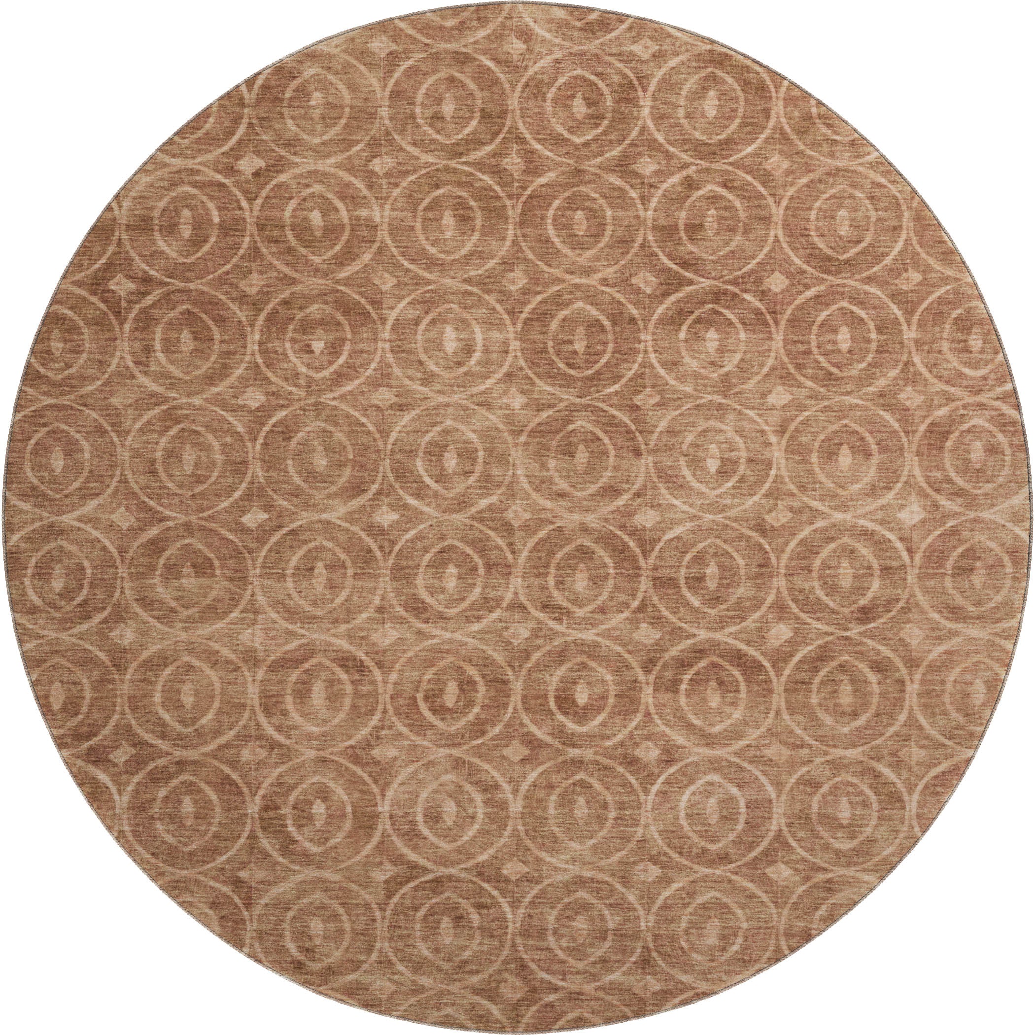 Mostar Machine Washable Transitional Terracotta Orange Rug 8' x 8' #shape_Round