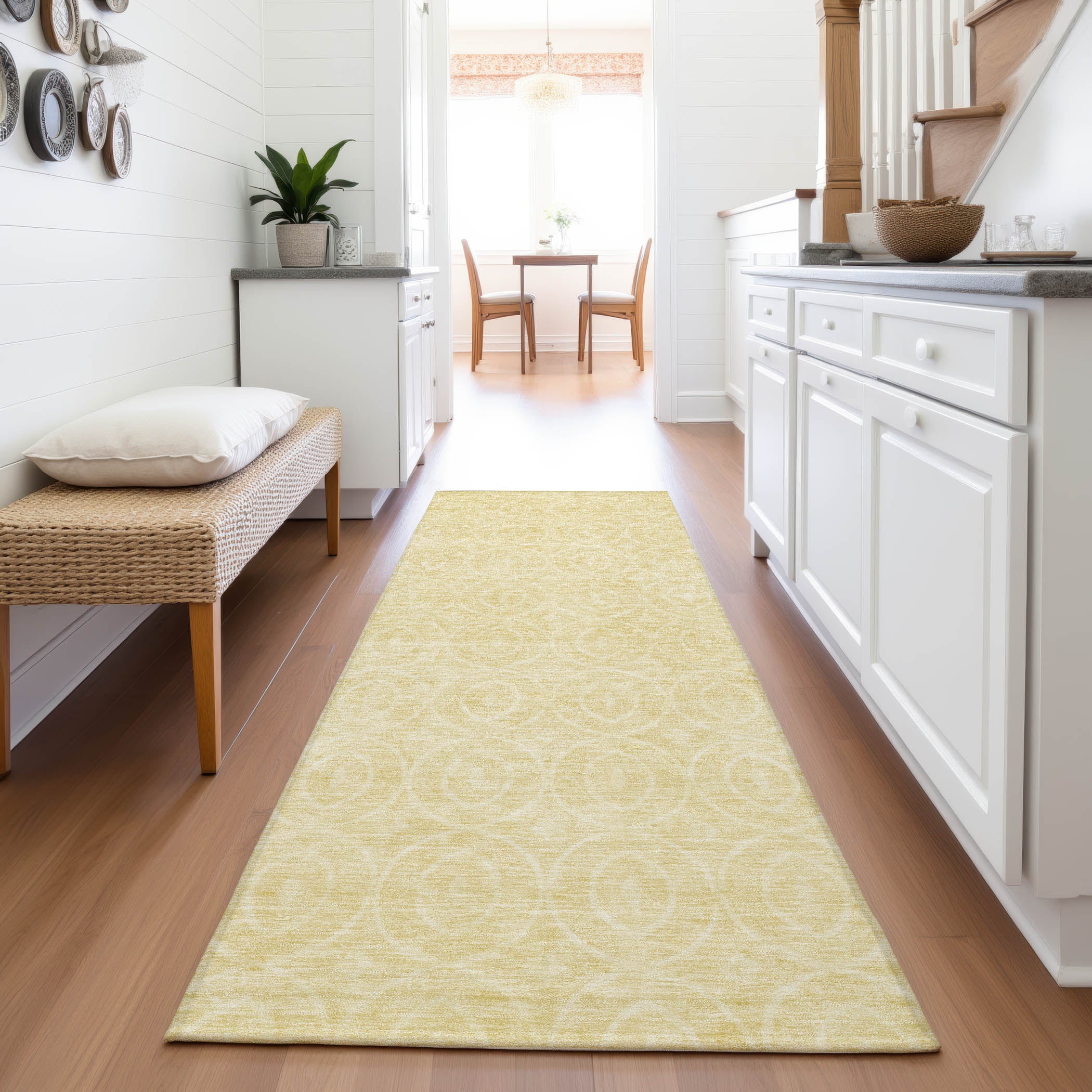 Mostar Machine Washable Transitional Wheat Gold Rug 2'3" x 7'6" #shape_Runner