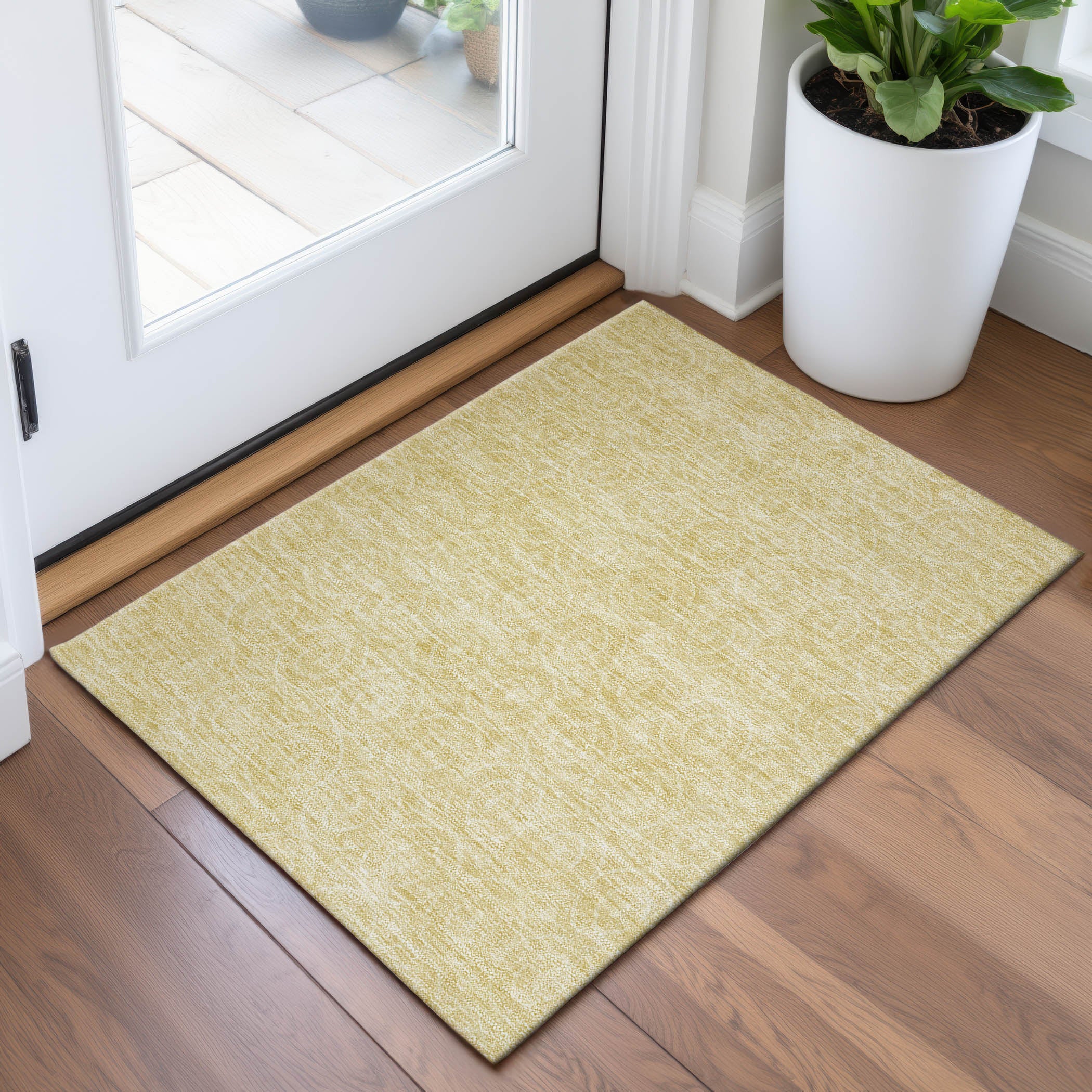 Mostar Machine Washable Transitional Wheat Gold Rug 1'8" x 2'6" #shape_Rectangle