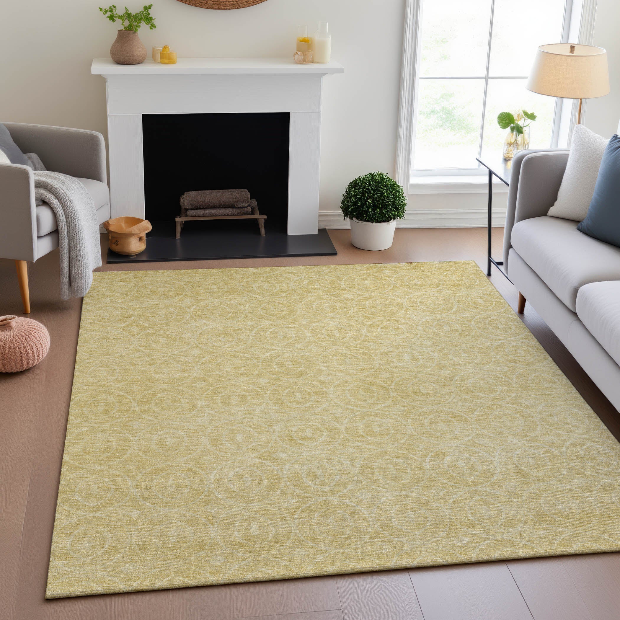 Mostar Machine Washable Transitional Wheat Gold Rug 2'6" x 3'10" #shape_Rectangle