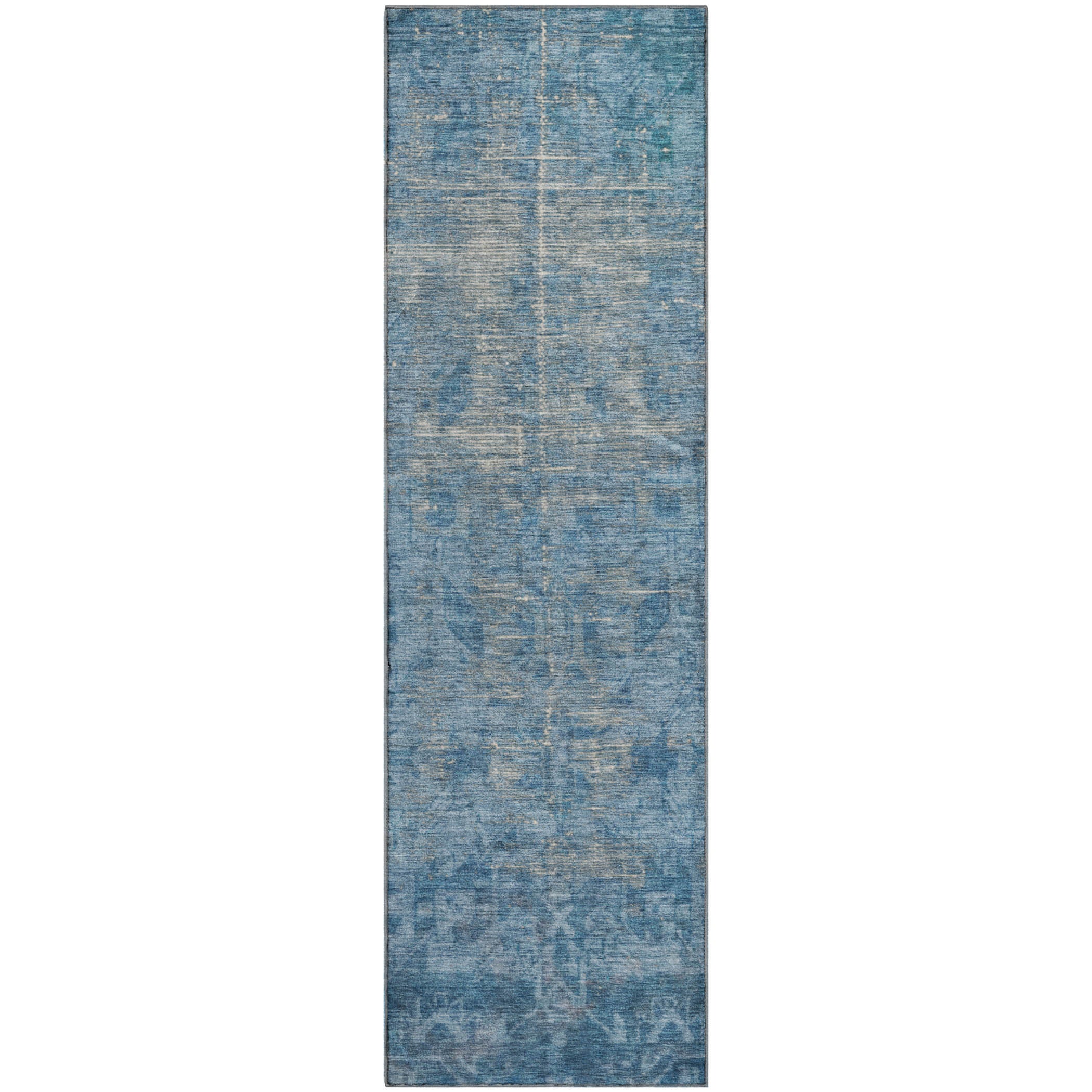 Salzburg Machine Washable Traditional Blue Rug 2'3" x 7'6" #shape_Runner