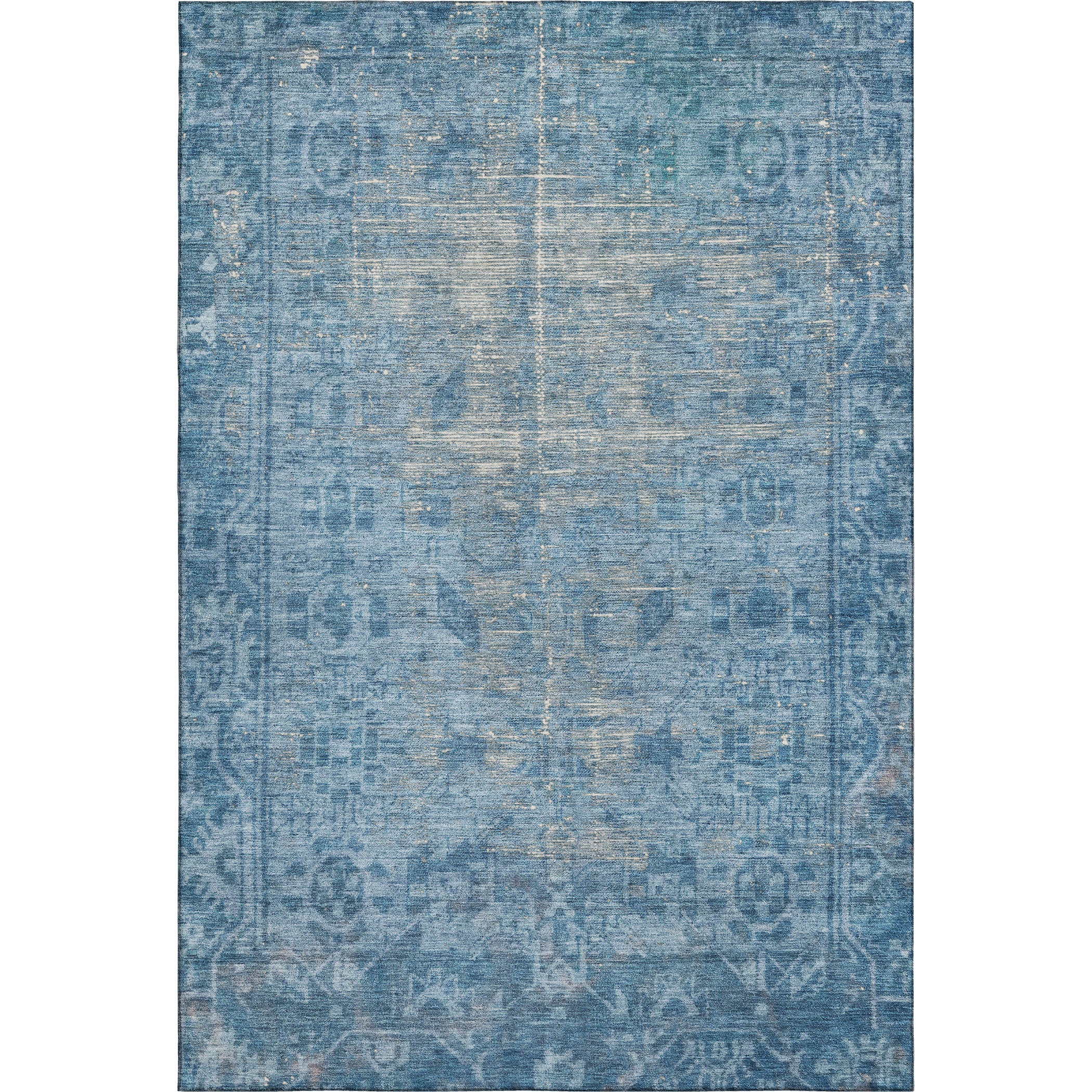 Salzburg Machine Washable Traditional Blue Rug 2'6" x 3'10" #shape_Rectangle