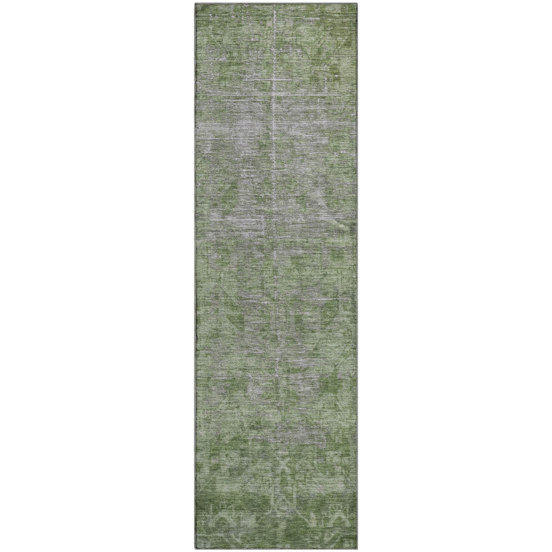 Salzburg Machine Washable Traditional Fern Green Rug 2'3" x 7'6" #shape_Runner
