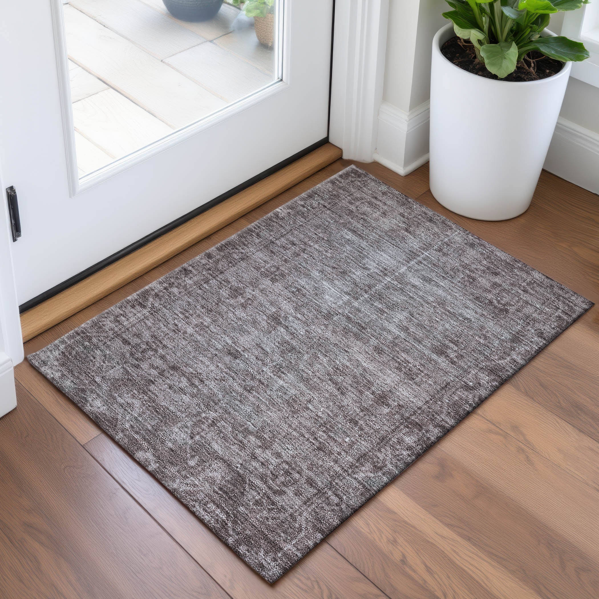 Salzburg Machine Washable Traditional Mocha Brown Rug 1'8" x 2'6" #shape_Rectangle