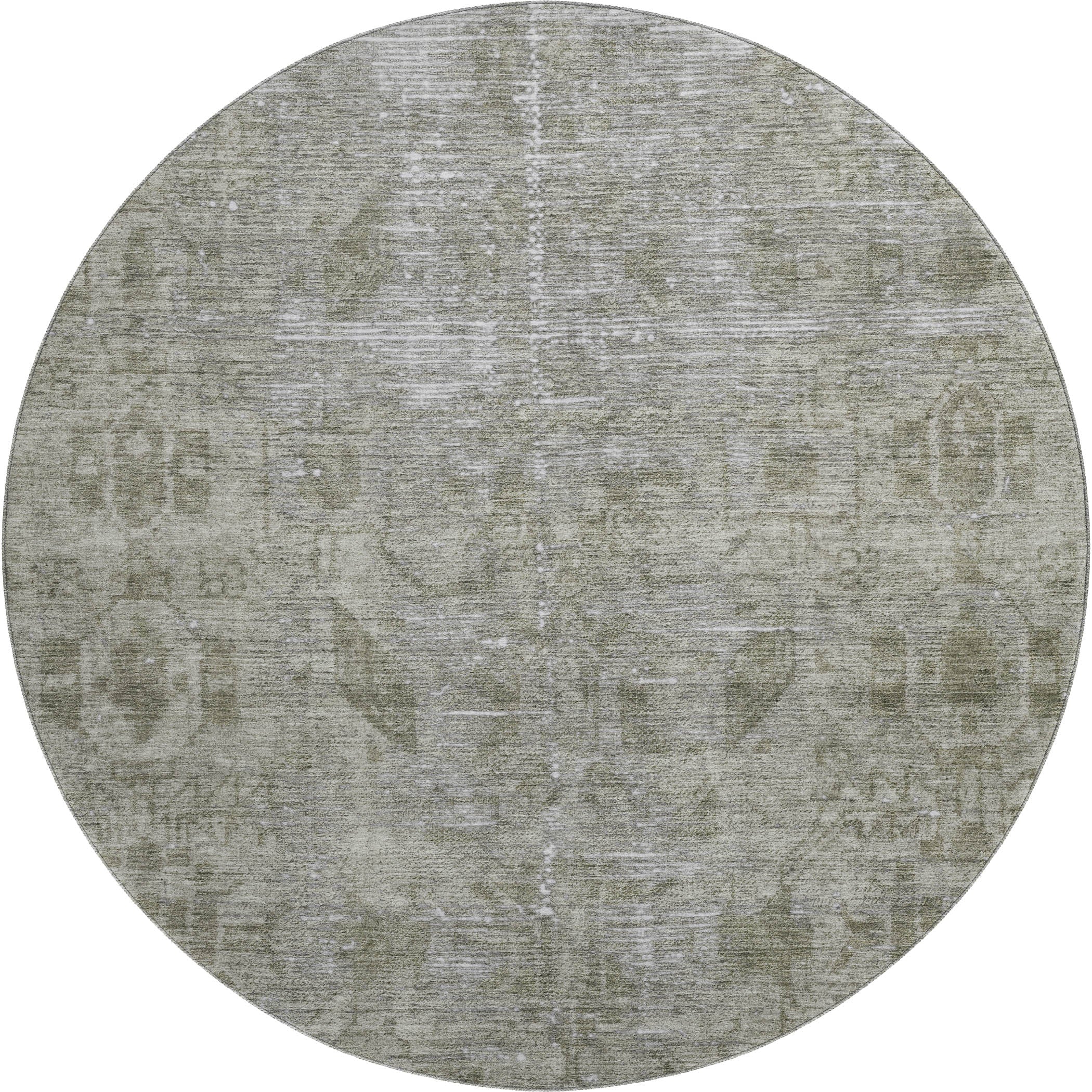 Salzburg Machine Washable Traditional Taupe Brown Rug 8' x 8' #shape_Round