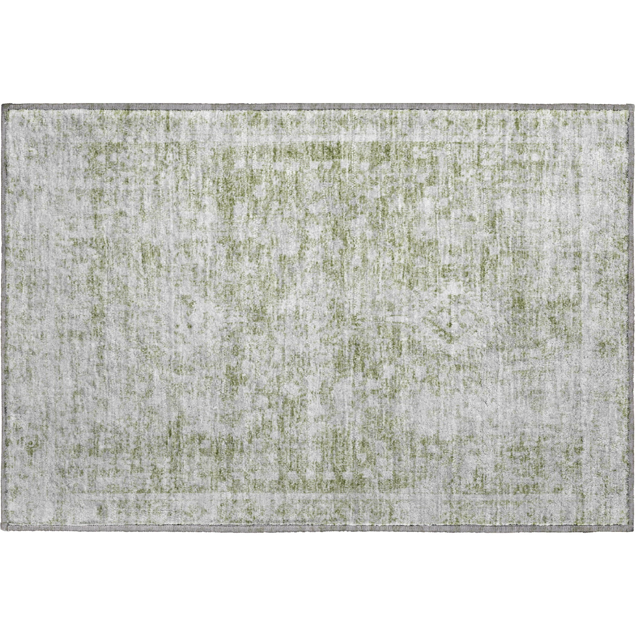 Salzburg Machine Washable Traditional Aloe Green Rug 1'8" x 2'6" #shape_Rectangle