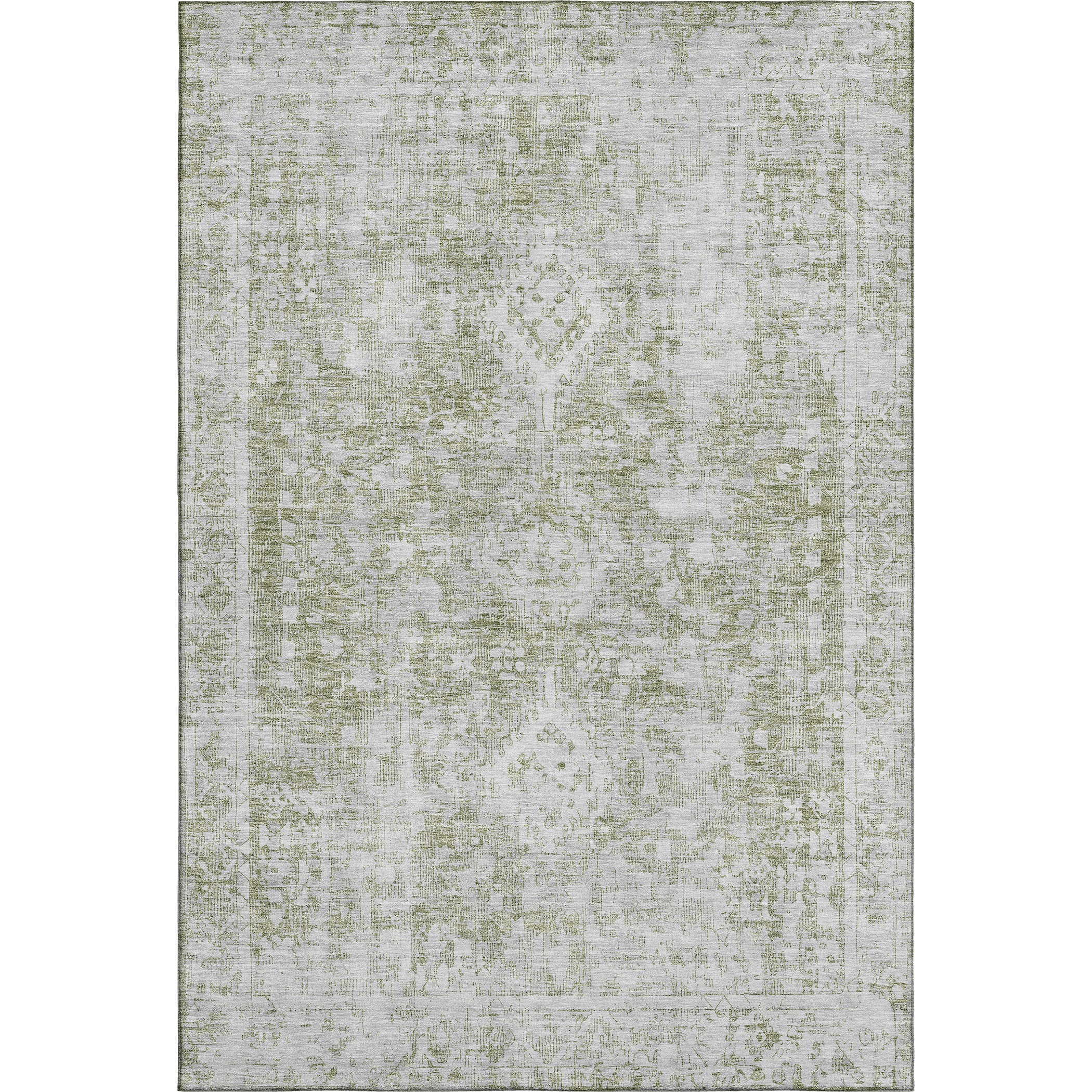 Salzburg Machine Washable Traditional Aloe Green Rug 2'6" x 3'10" #shape_Rectangle