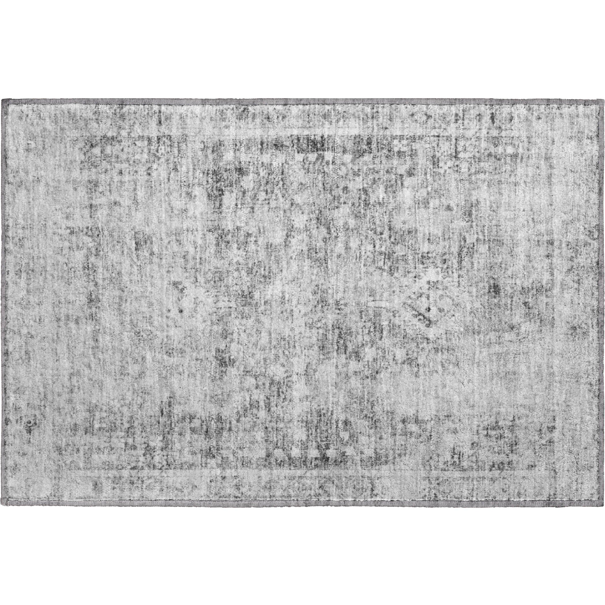 Salzburg Machine Washable Traditional Charcoal Gray Rug 1'8" x 2'6" #shape_Rectangle