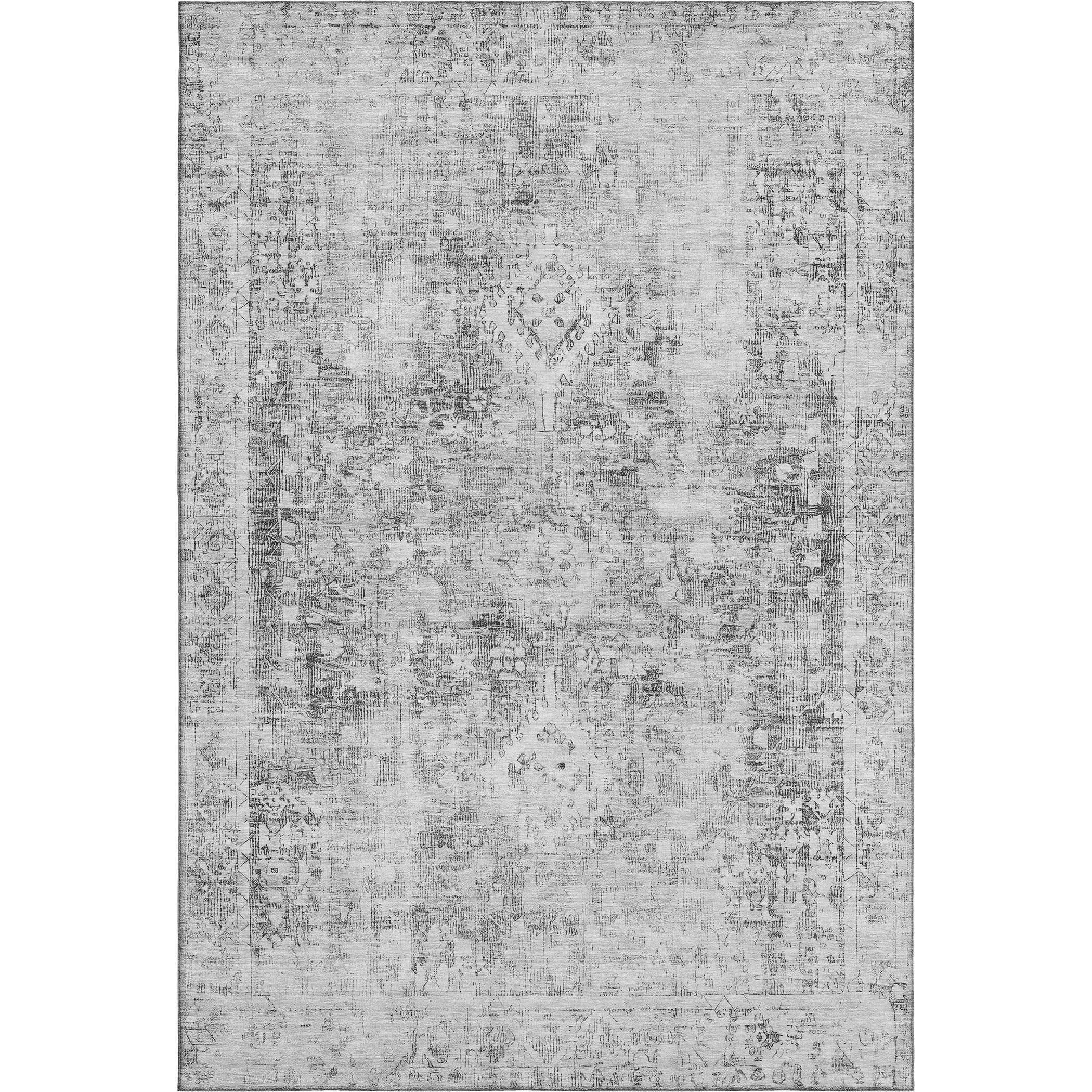Salzburg Machine Washable Traditional Charcoal Gray Rug 2'6" x 3'10" #shape_Rectangle